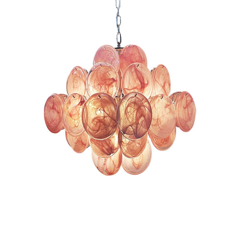 Aurora Chandelier Pink Disc Layered Artisanal - Neutralighting