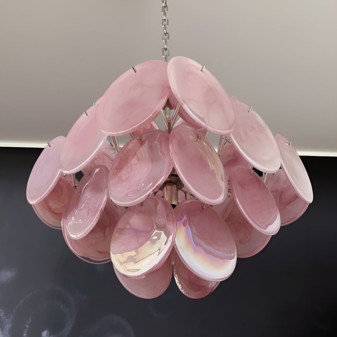 Aurora Chandelier Pink Disc Layered Artisanal - Neutralighting