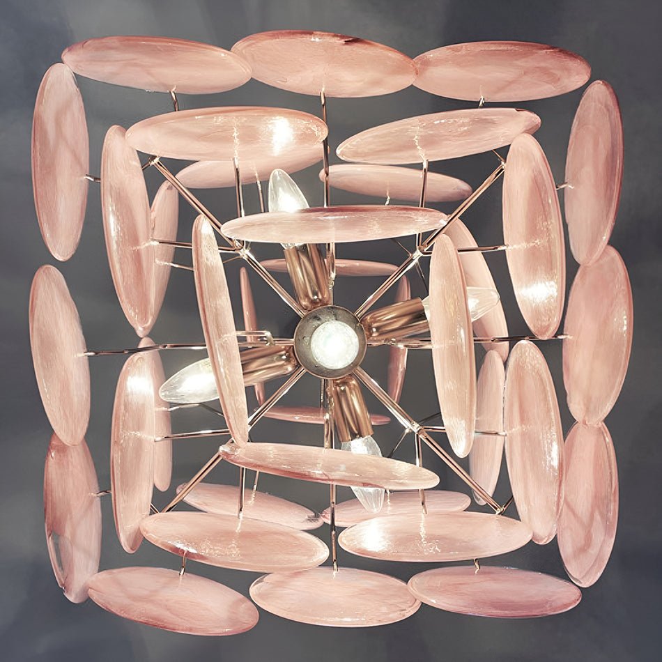 Aurora Chandelier Pink Disc Layered Artisanal - Neutralighting