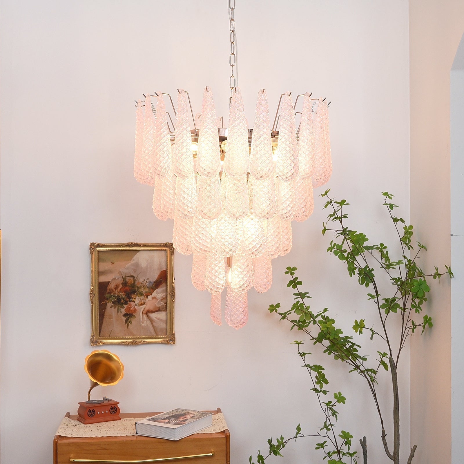 Aurora Chandelier Pink Dewdrop Cascading Romantic - Neutralighting