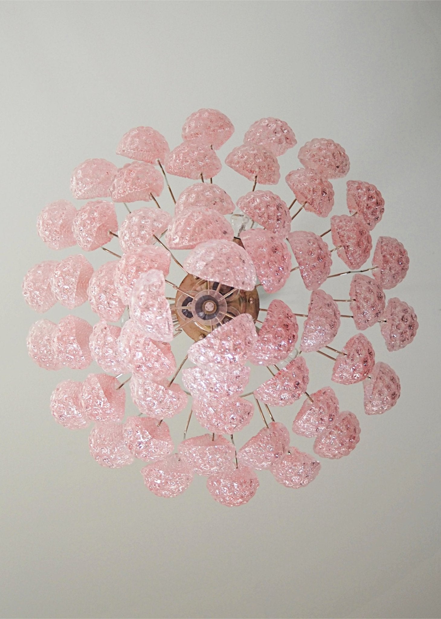 Aurora Chandelier Pink Droplet Murano Glass Diamond Pattern Waterfall - Neutralighting