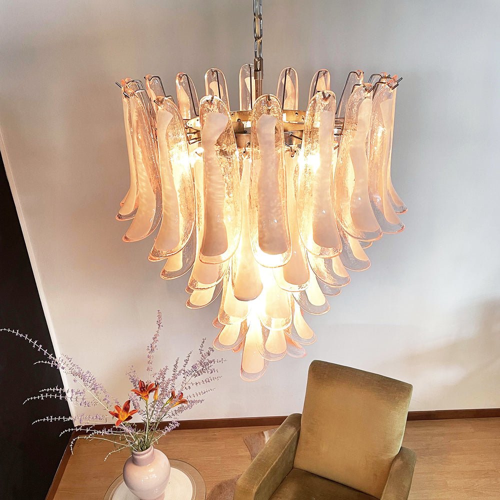 Aurora Chandelier Pink Murano Glass Petals Cascade - Neutralighting