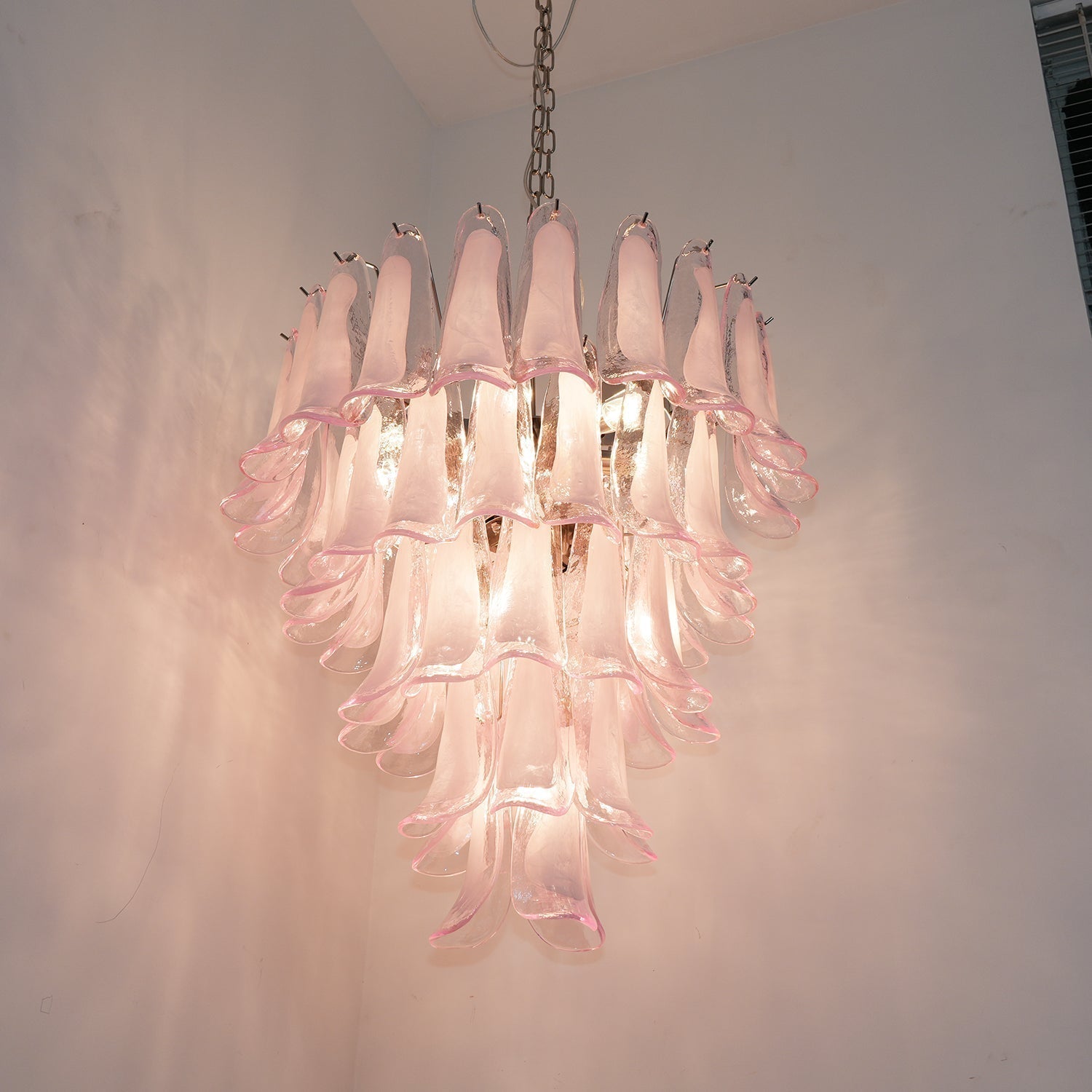 Aurora Chandelier Pink Murano Glass Petals Cascade - Neutralighting
