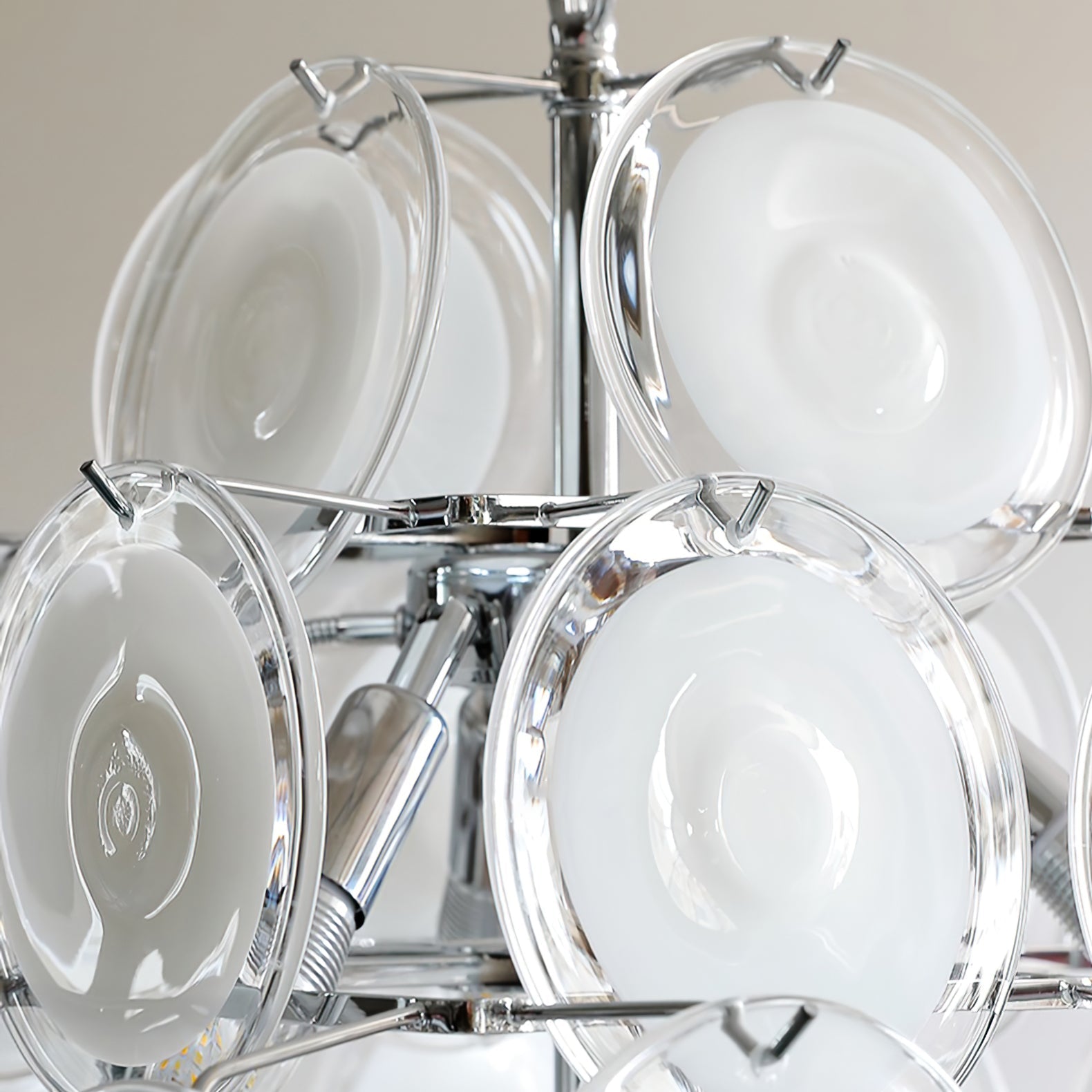 Aurora Chandelier White Murano Glass Discs Cluster - Neutralighting