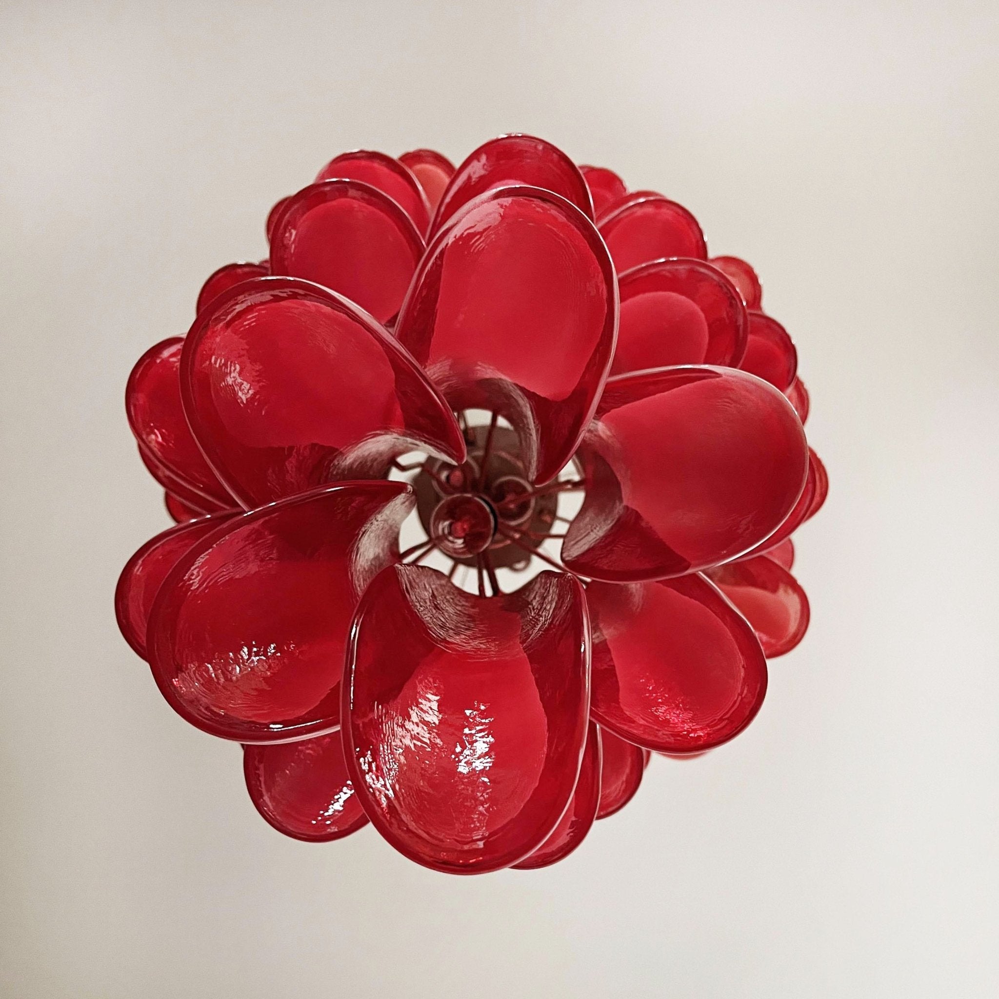 Aurora Chandelier Red White Murano Spiral Petals - Neutralighting