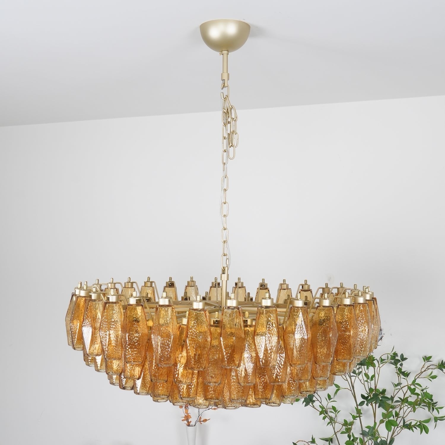 Murano Chandelier Amber Layered Oval - Blowlighting