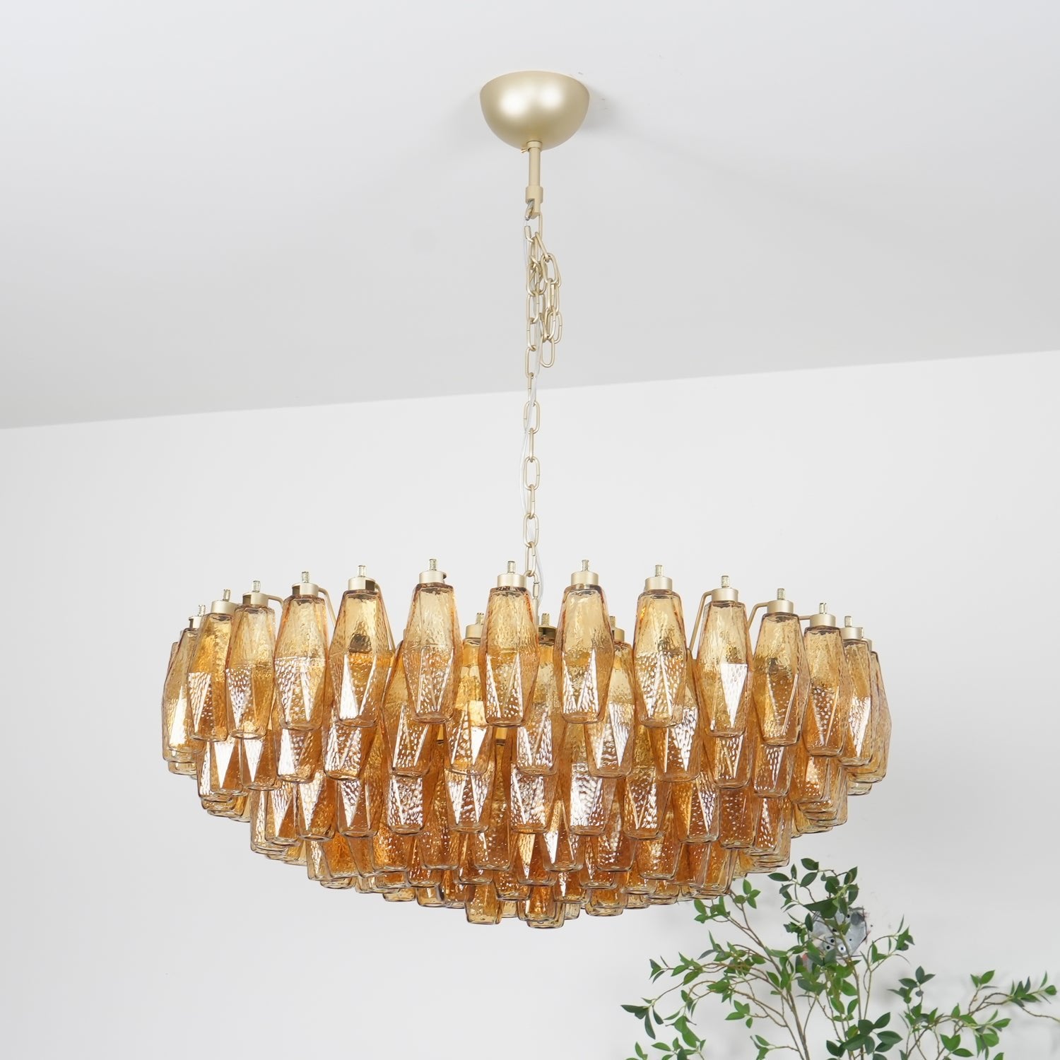 Murano Chandelier Amber Layered Oval - Blowlighting