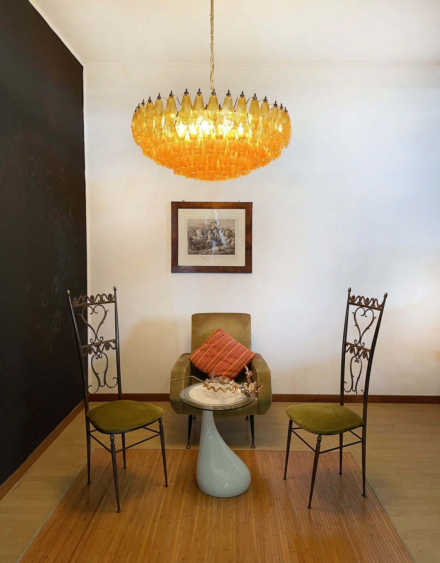 Murano Chandelier Amber Layered Oval - Blowlighting