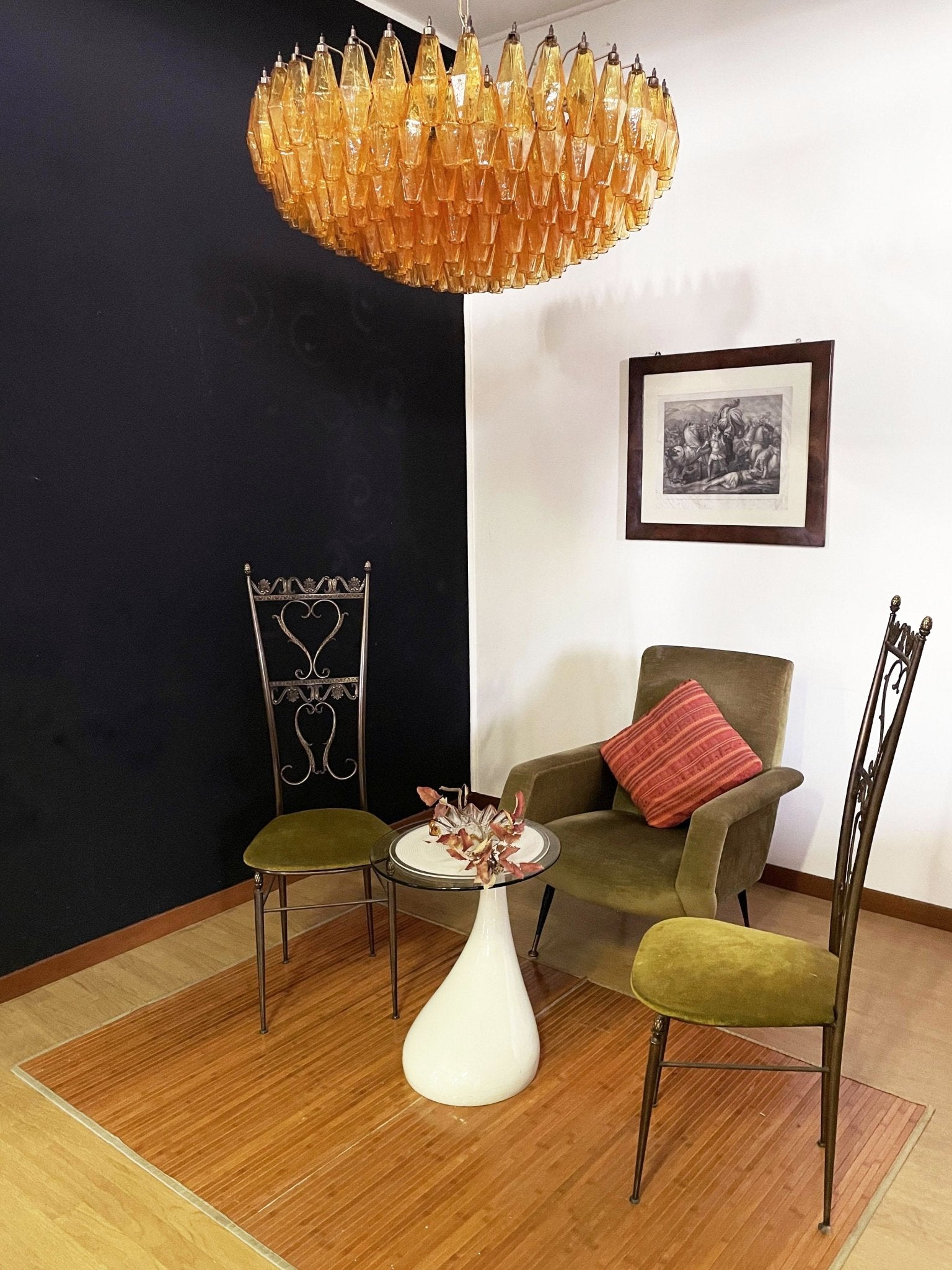 Murano Chandelier Amber Layered Oval - Blowlighting