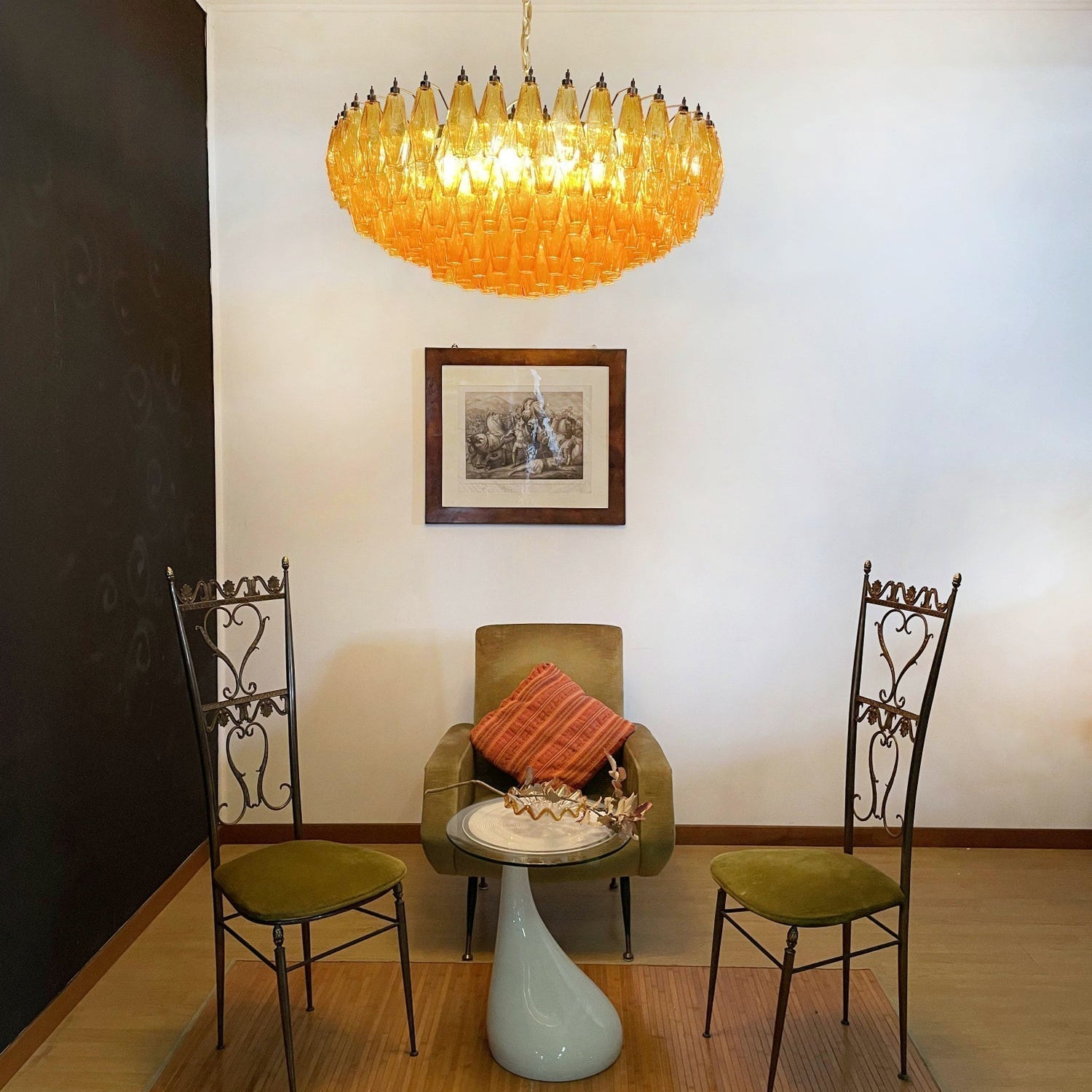 Murano Chandelier Amber Layered Oval - Blowlighting