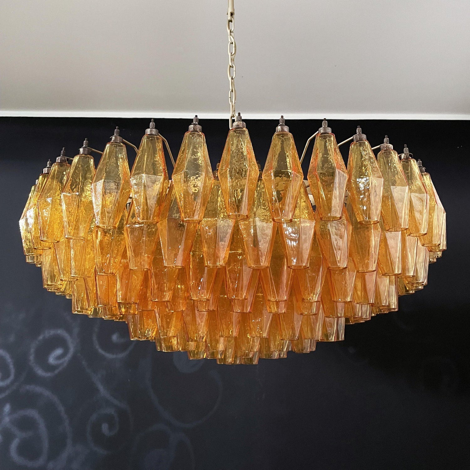 Murano Chandelier Amber Layered Oval - Blowlighting