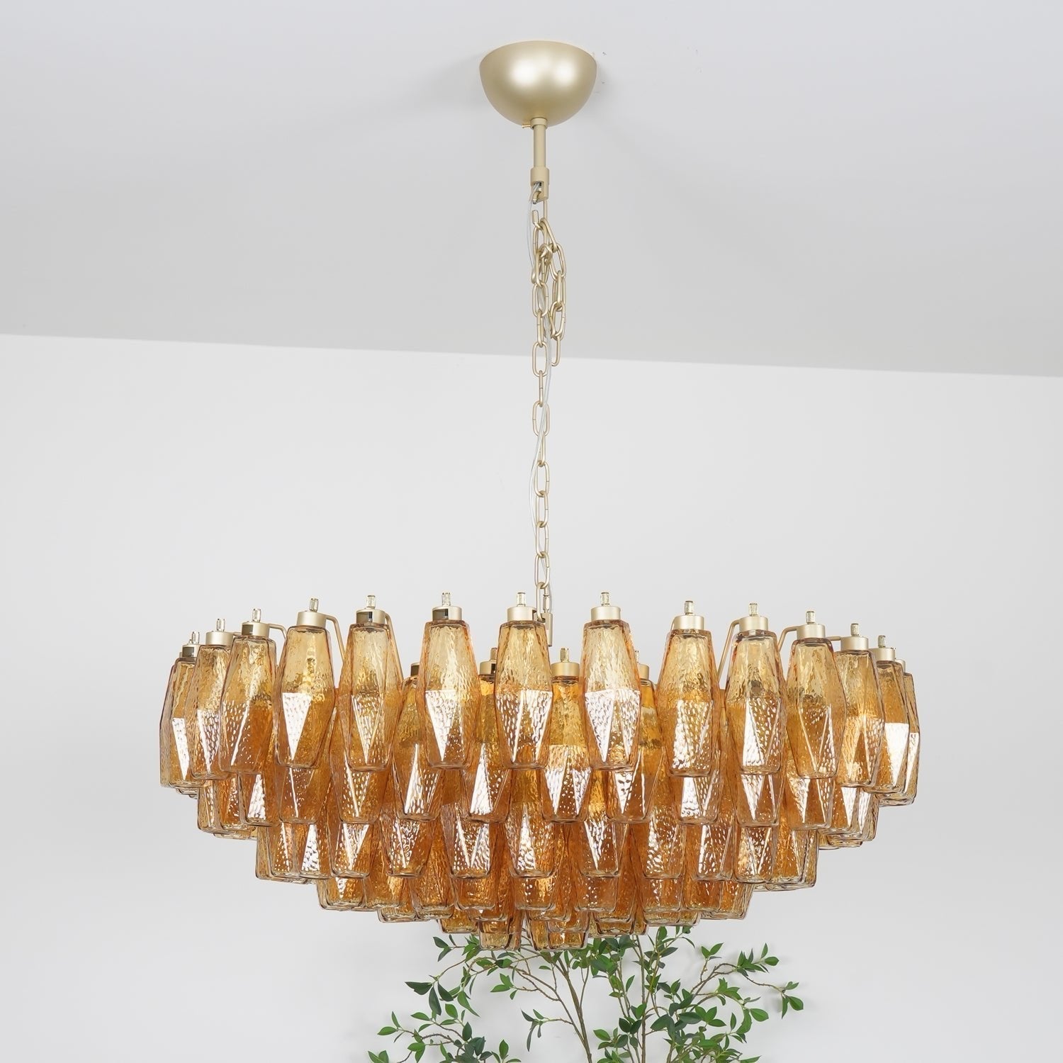 Murano Chandelier Amber Layered Oval - Blowlighting