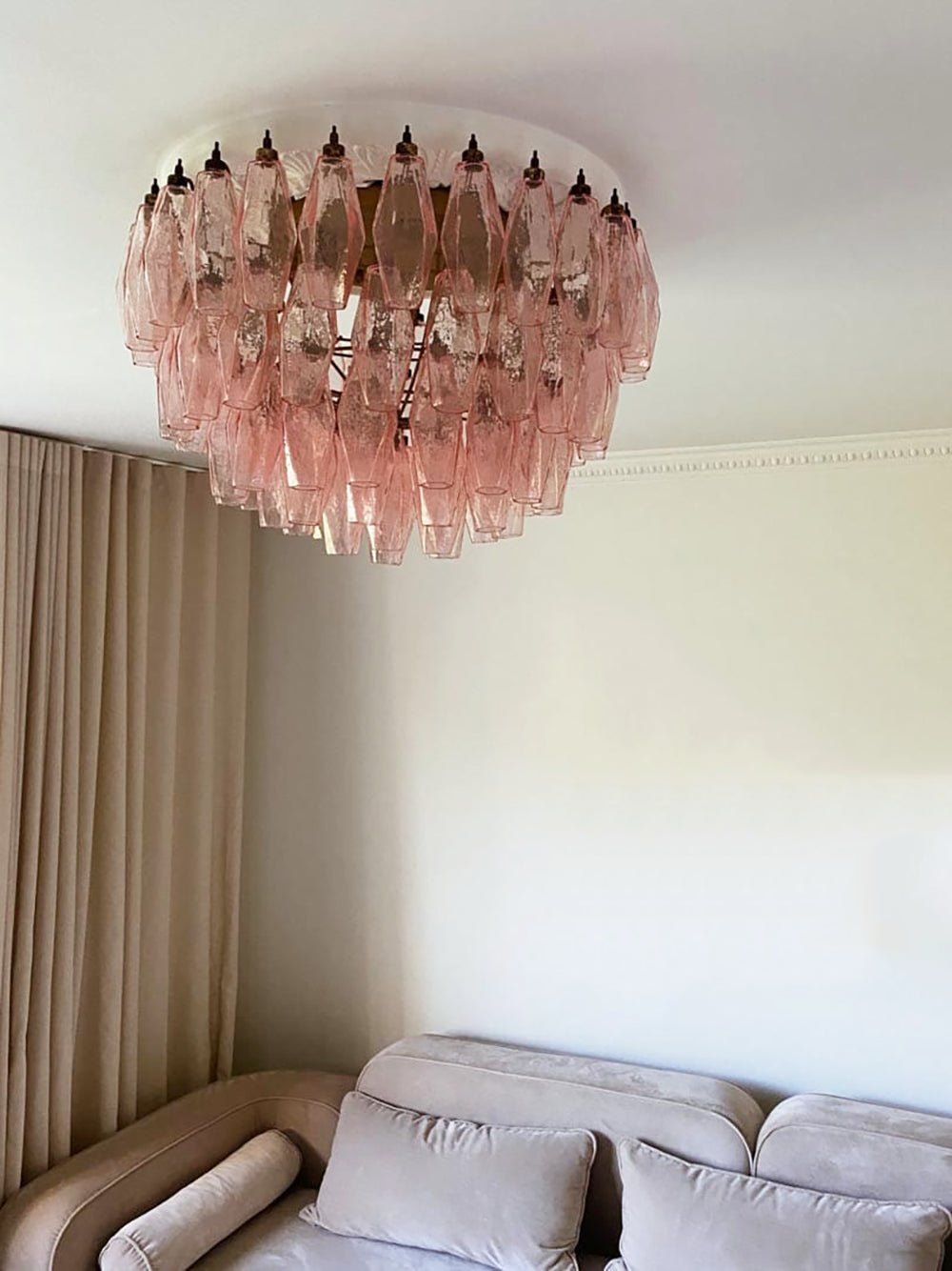 Aurora Ceiling Lamp Pink Rhombus Glass Layered Vintage Elegance - Neutralighting
