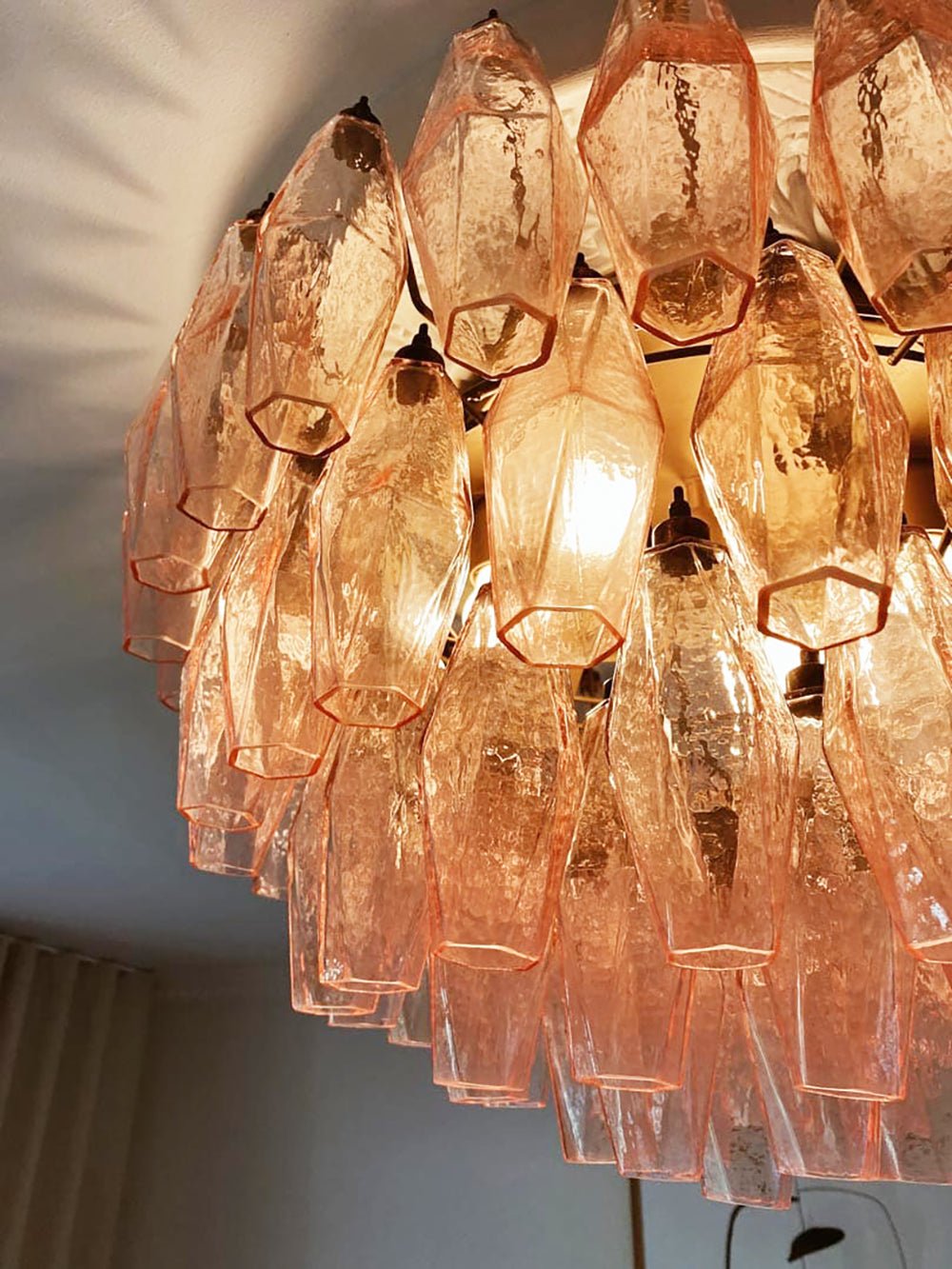 Aurora Ceiling Lamp Pink Rhombus Glass Layered Vintage Elegance - Neutralighting