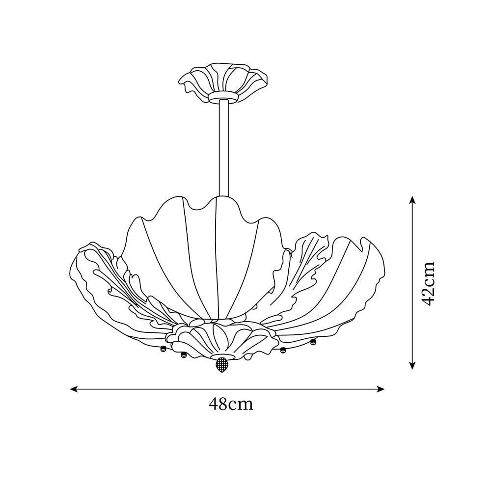 Pendant Lamp Pink Murano Shell with Brass Baroque - Letslighting