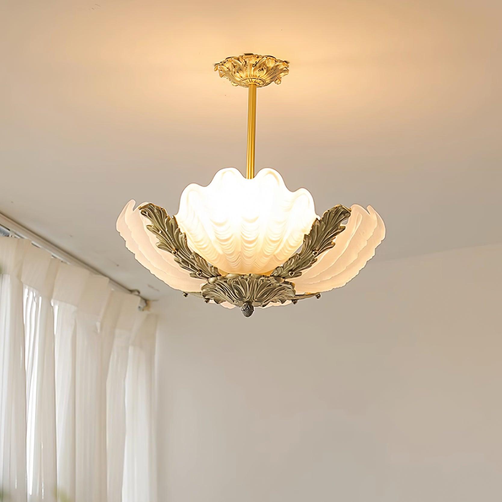 Pendant Lamp Pink Murano Shell with Brass Baroque - Letslighting