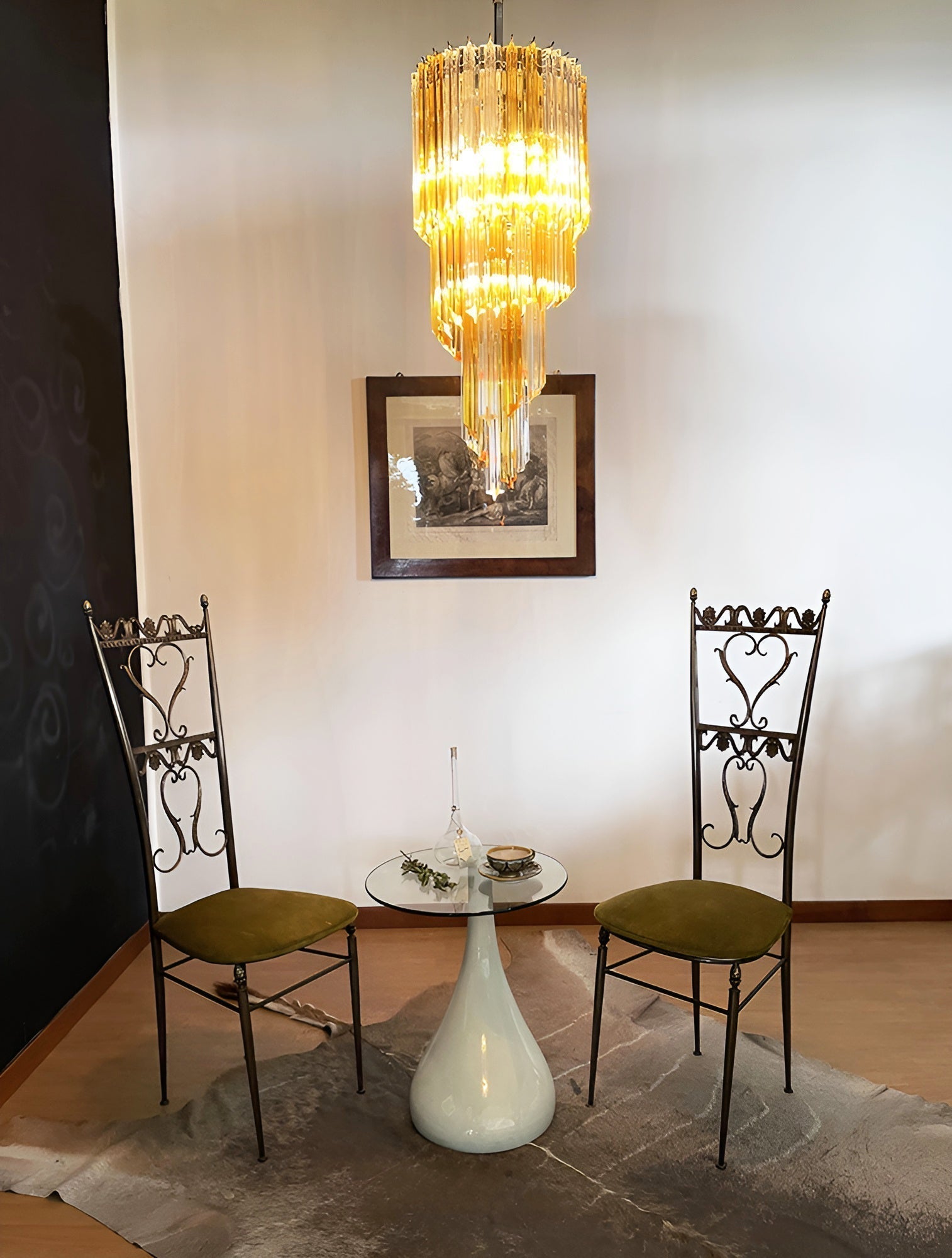 Aurora Chandelier Spiral Pink Prism Tiered - Neutralighting