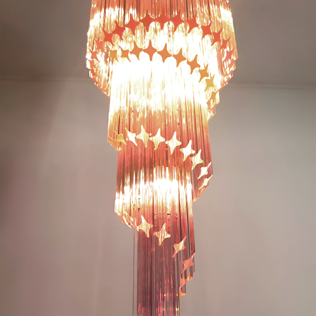 Aurora Chandelier Spiral Pink Prism Tiered - Neutralighting