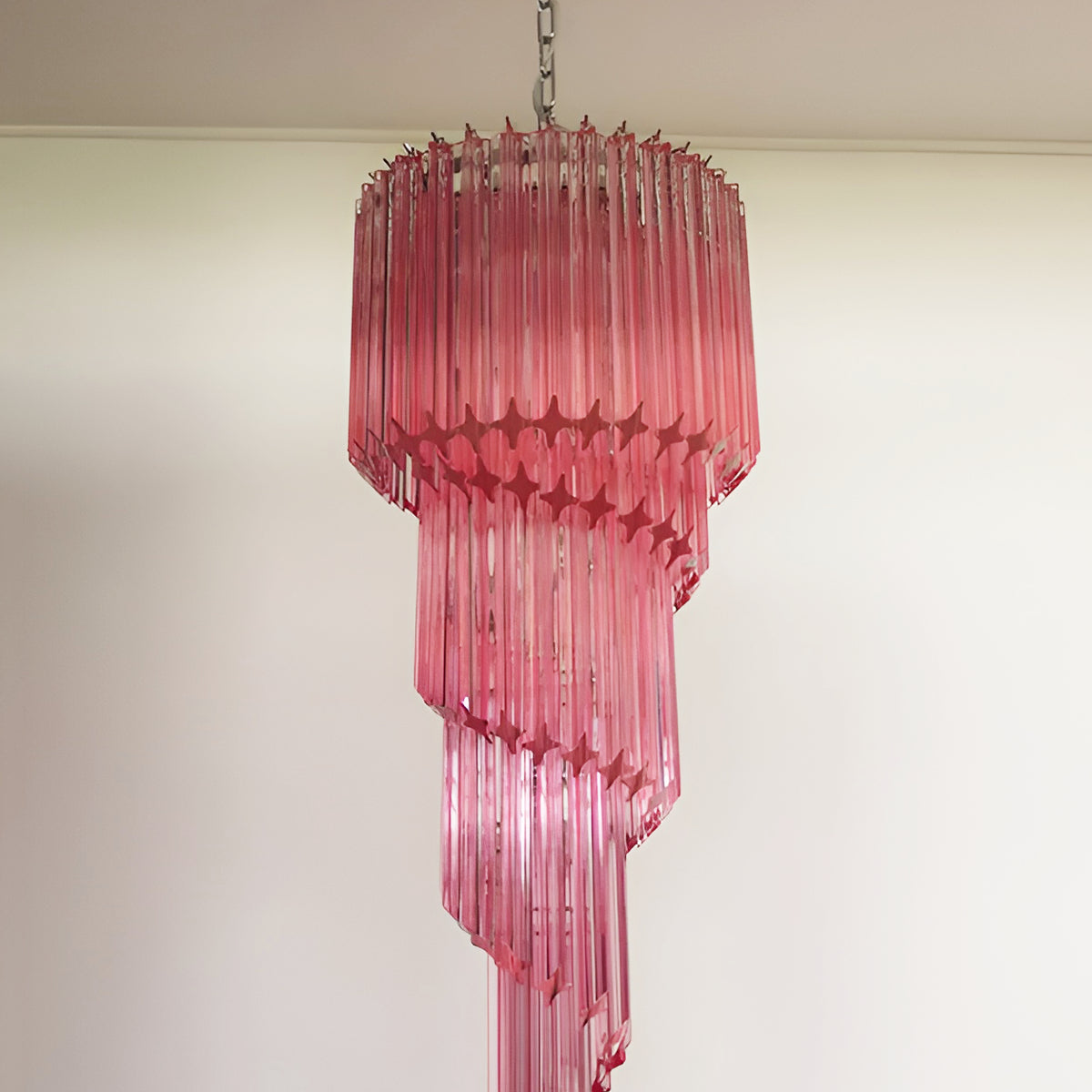 Aurora Chandelier Spiral Pink Prism Tiered - Neutralighting