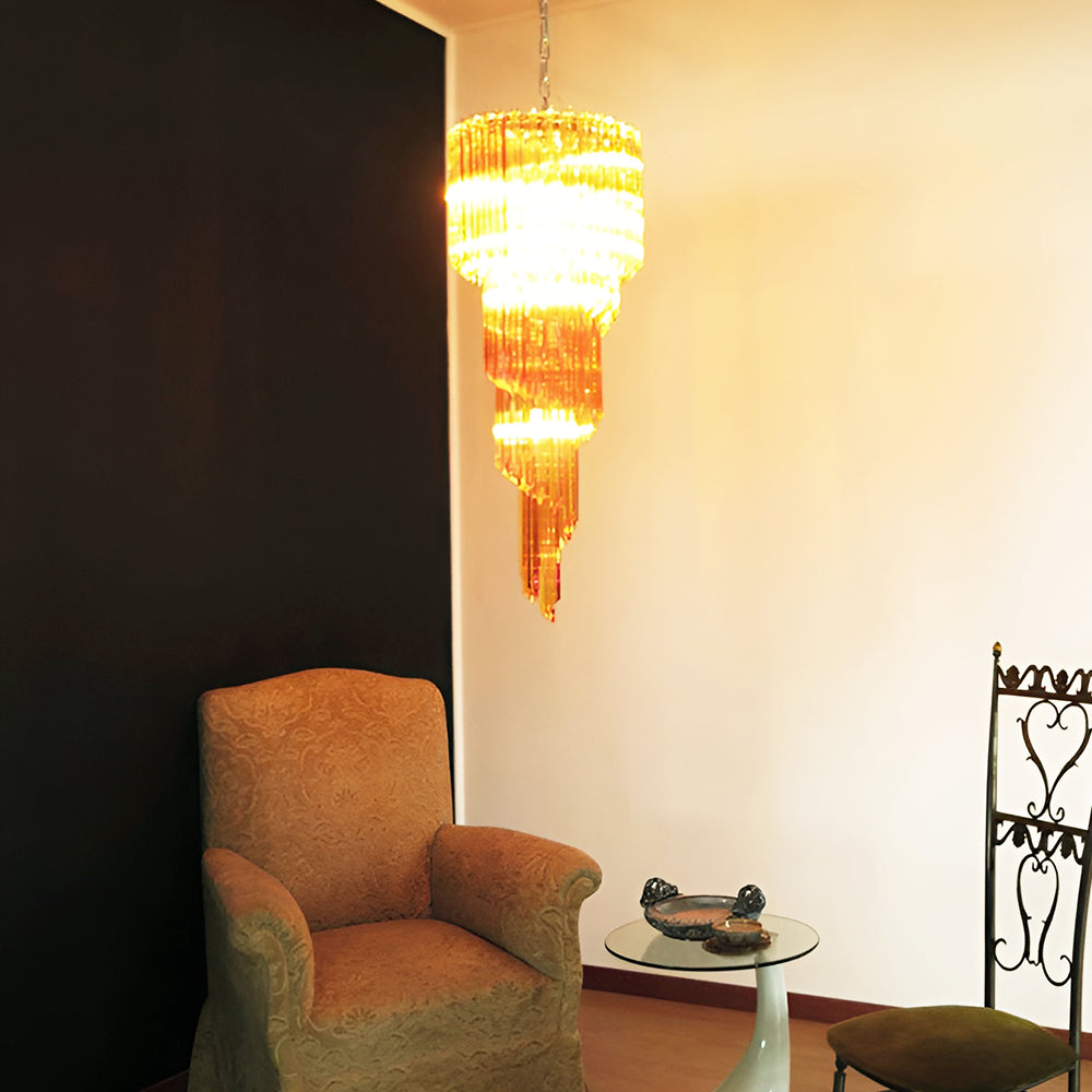 Aurora Chandelier Spiral Pink Prism Tiered - Neutralighting