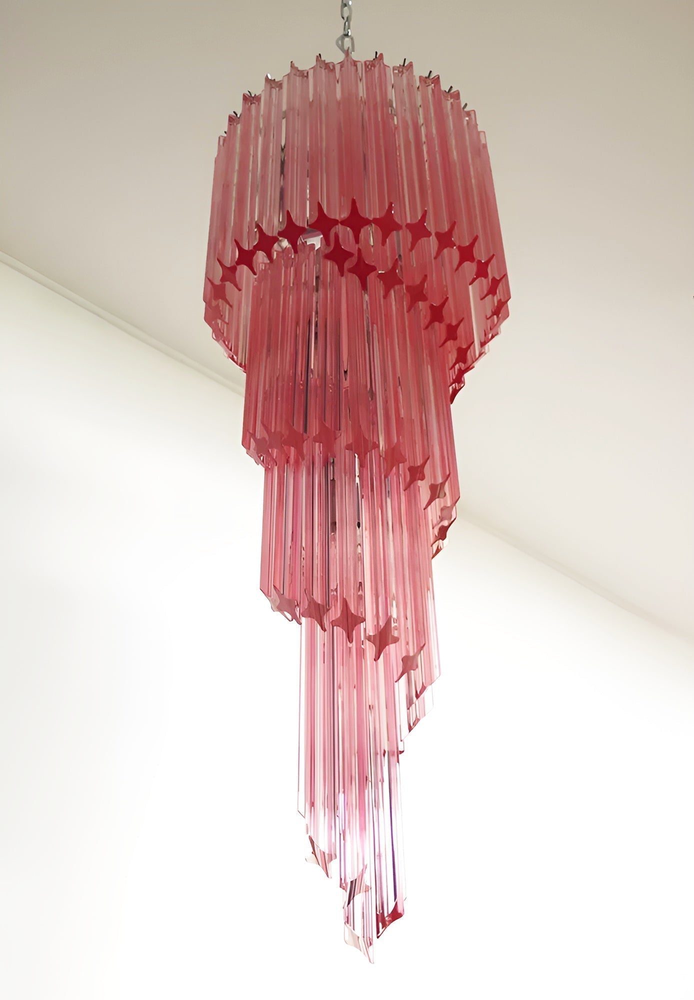 Aurora Chandelier Spiral Pink Prism Tiered - Neutralighting