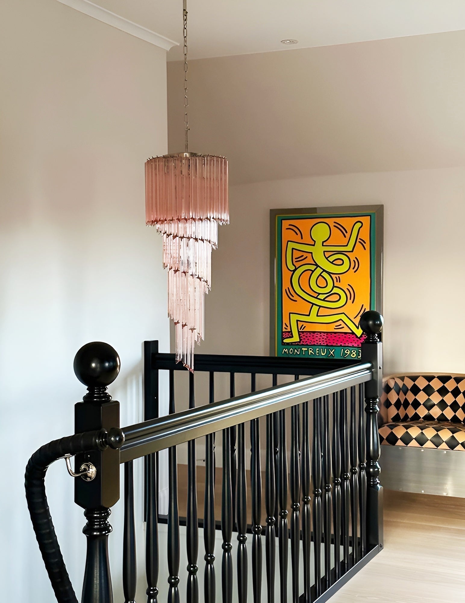 Aurora Chandelier Spiral Pink Prism Tiered - Neutralighting