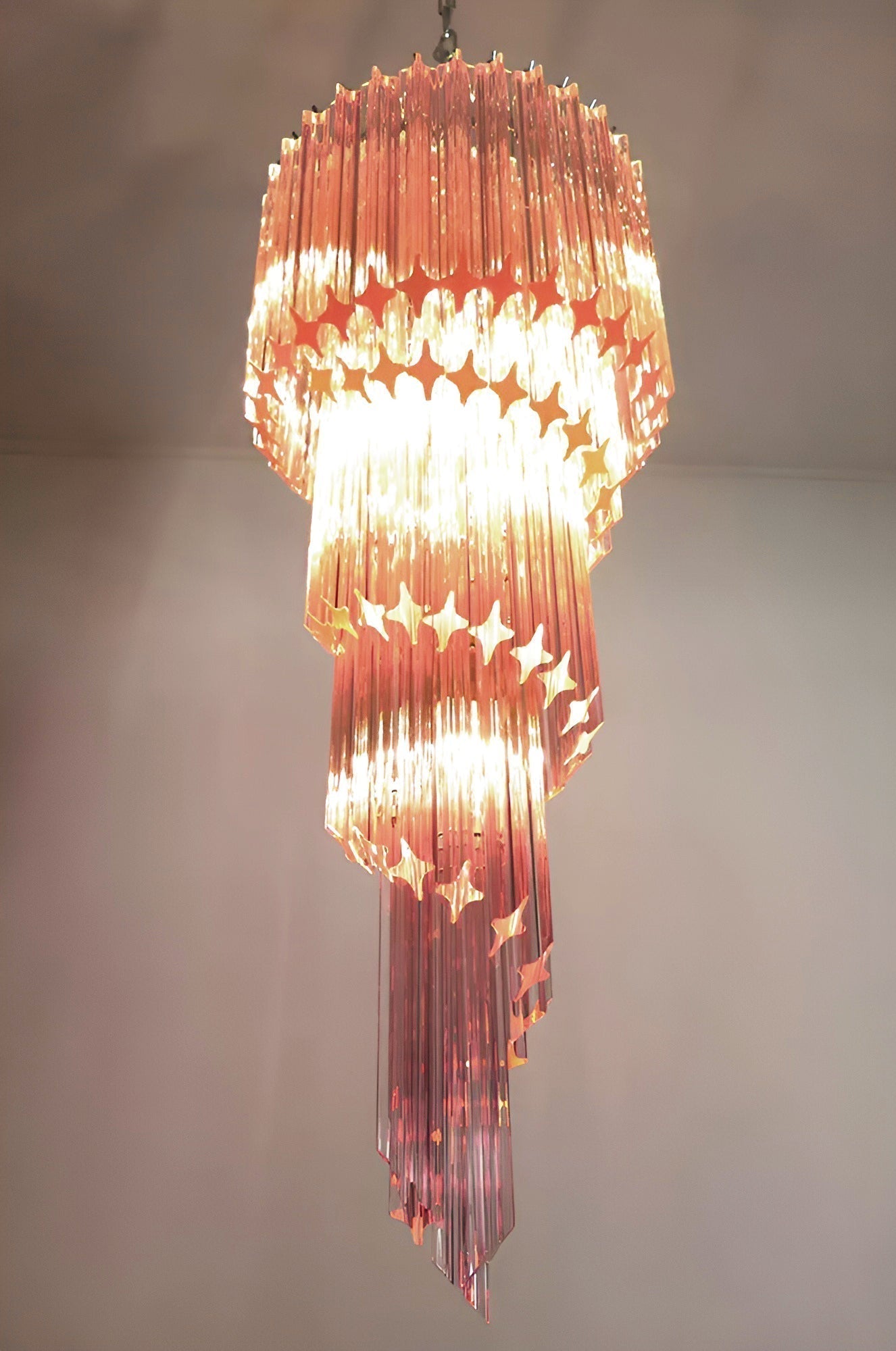 Aurora Chandelier Spiral Pink Prism Tiered - Neutralighting