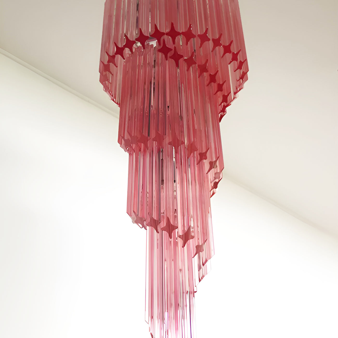 Aurora Chandelier Spiral Pink Prism Tiered - Neutralighting