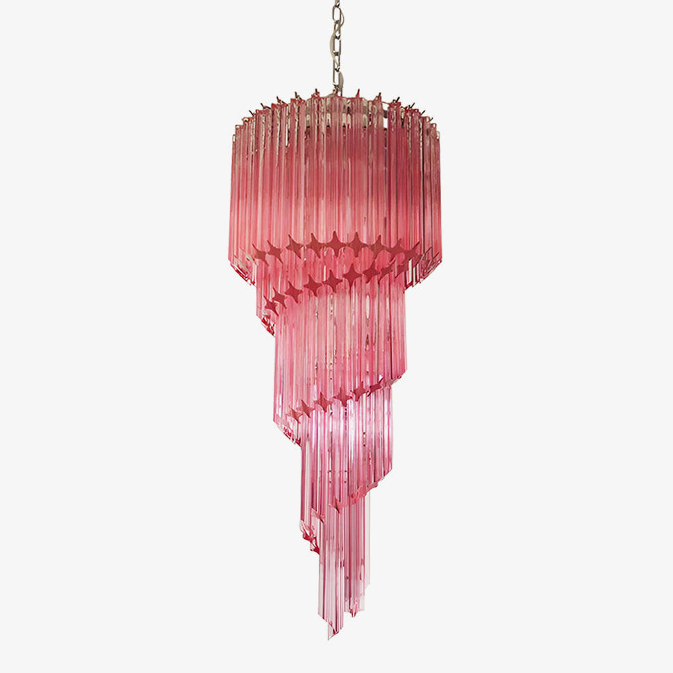 Aurora Chandelier Spiral Pink Prism Tiered - Neutralighting