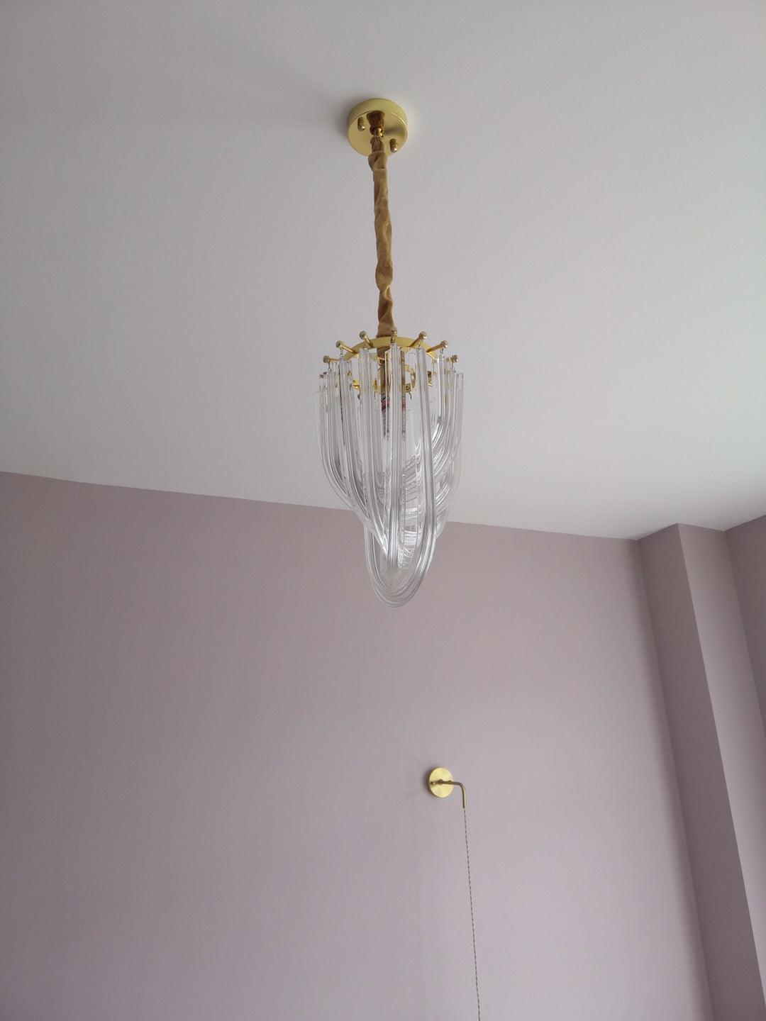 Aurora Chandelier Clear Curved Tiered - Blowlighting