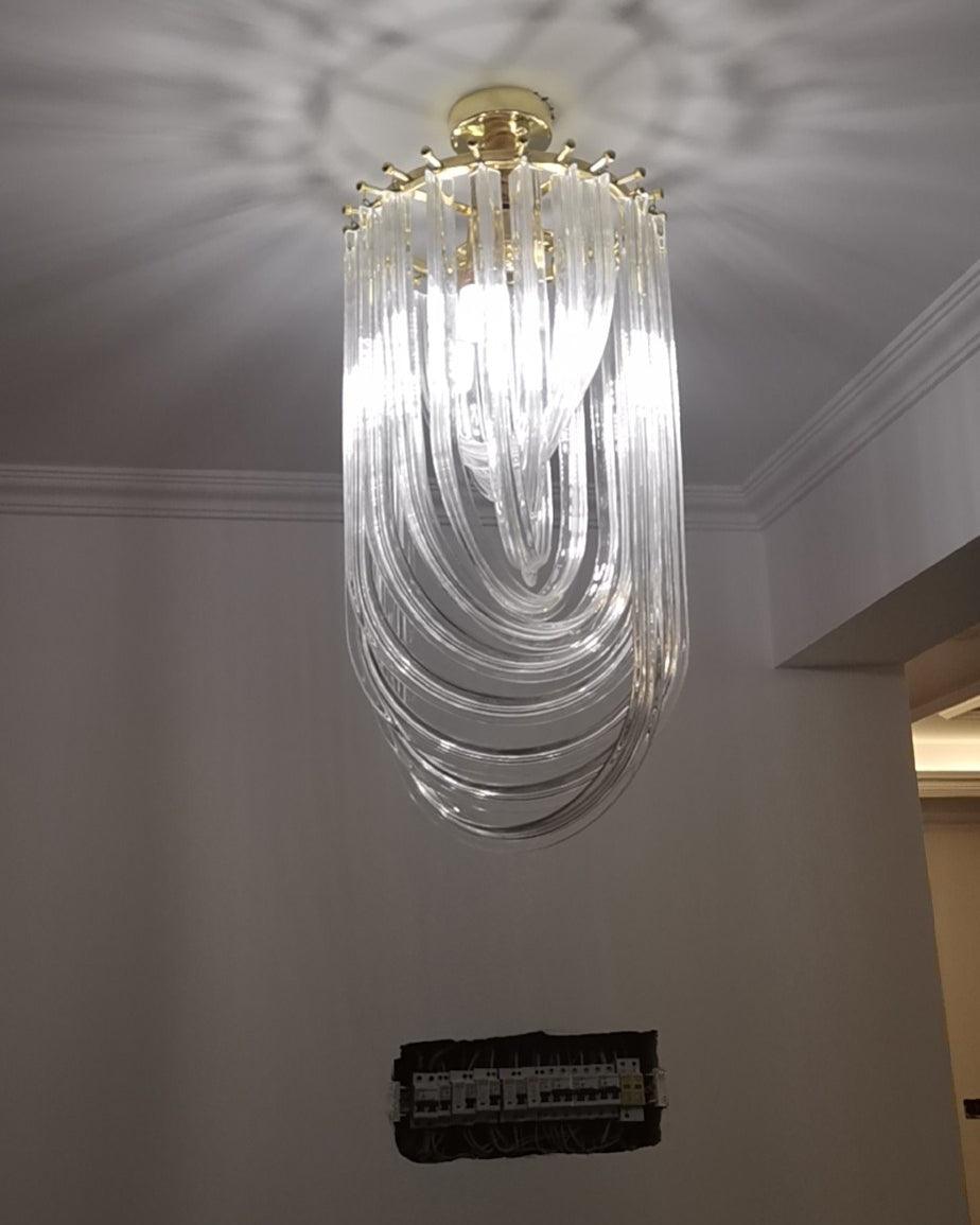 Aurora Chandelier Clear Curved Tiered - Blowlighting