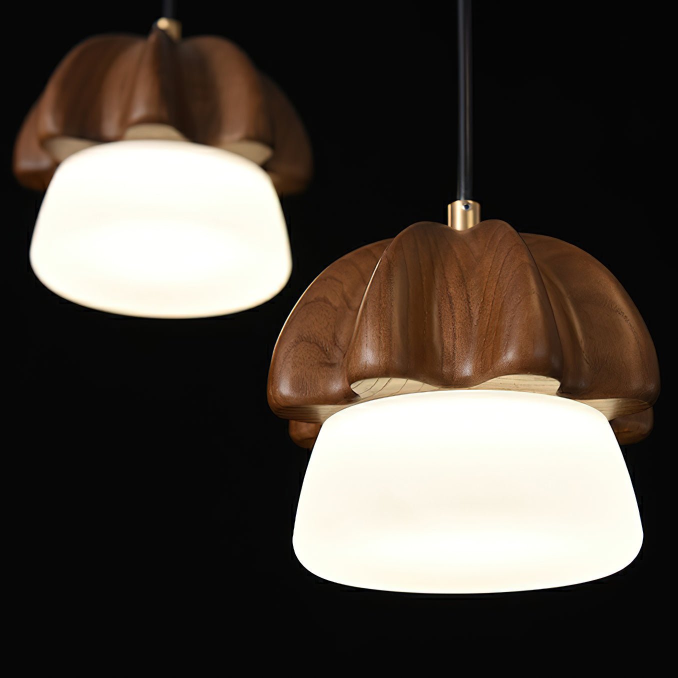 Lustra Pendelleuchte Pilz Cluster Holz Glas-Letslighting