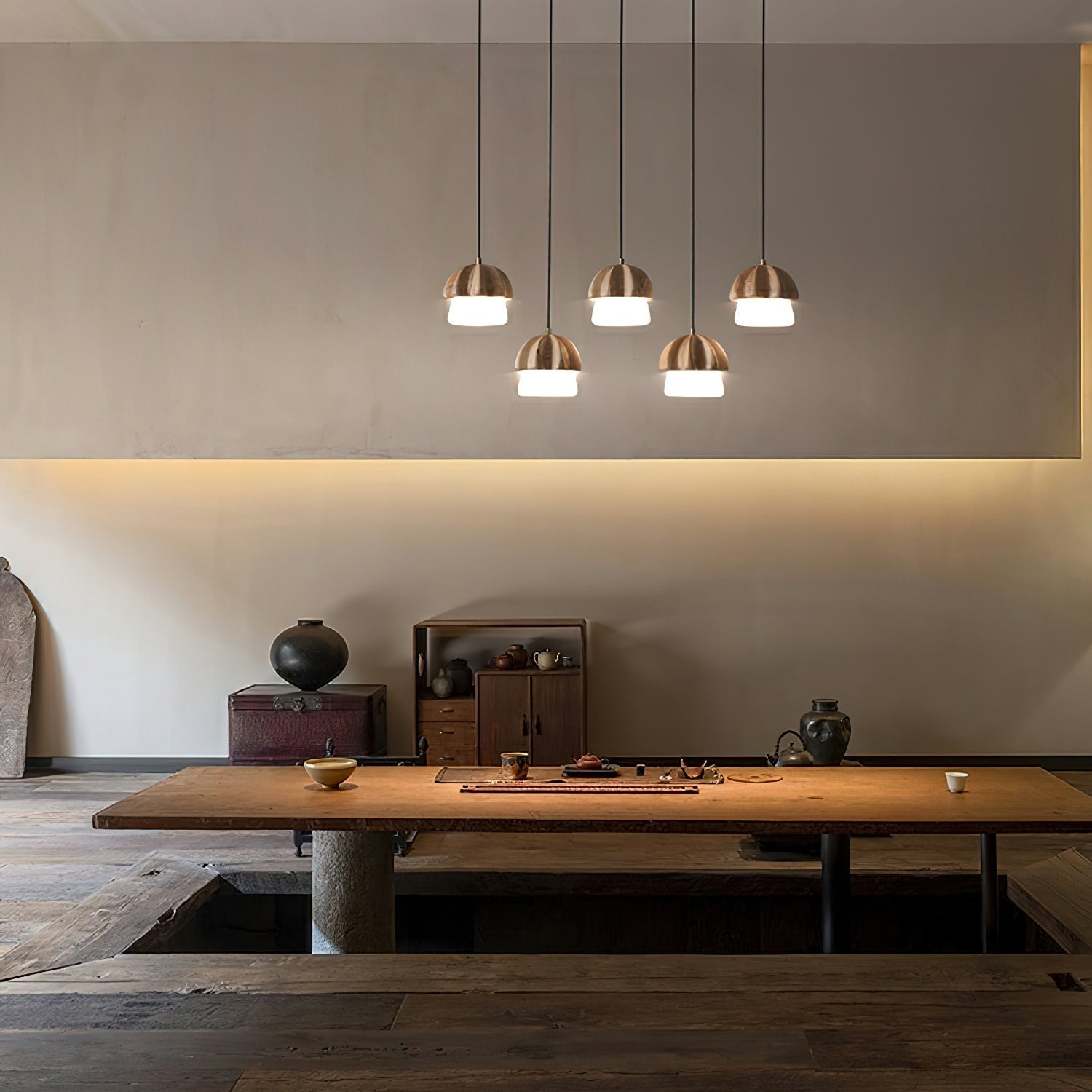 Lustra Pendelleuchte Pilz Cluster Holz Glas-Letslighting