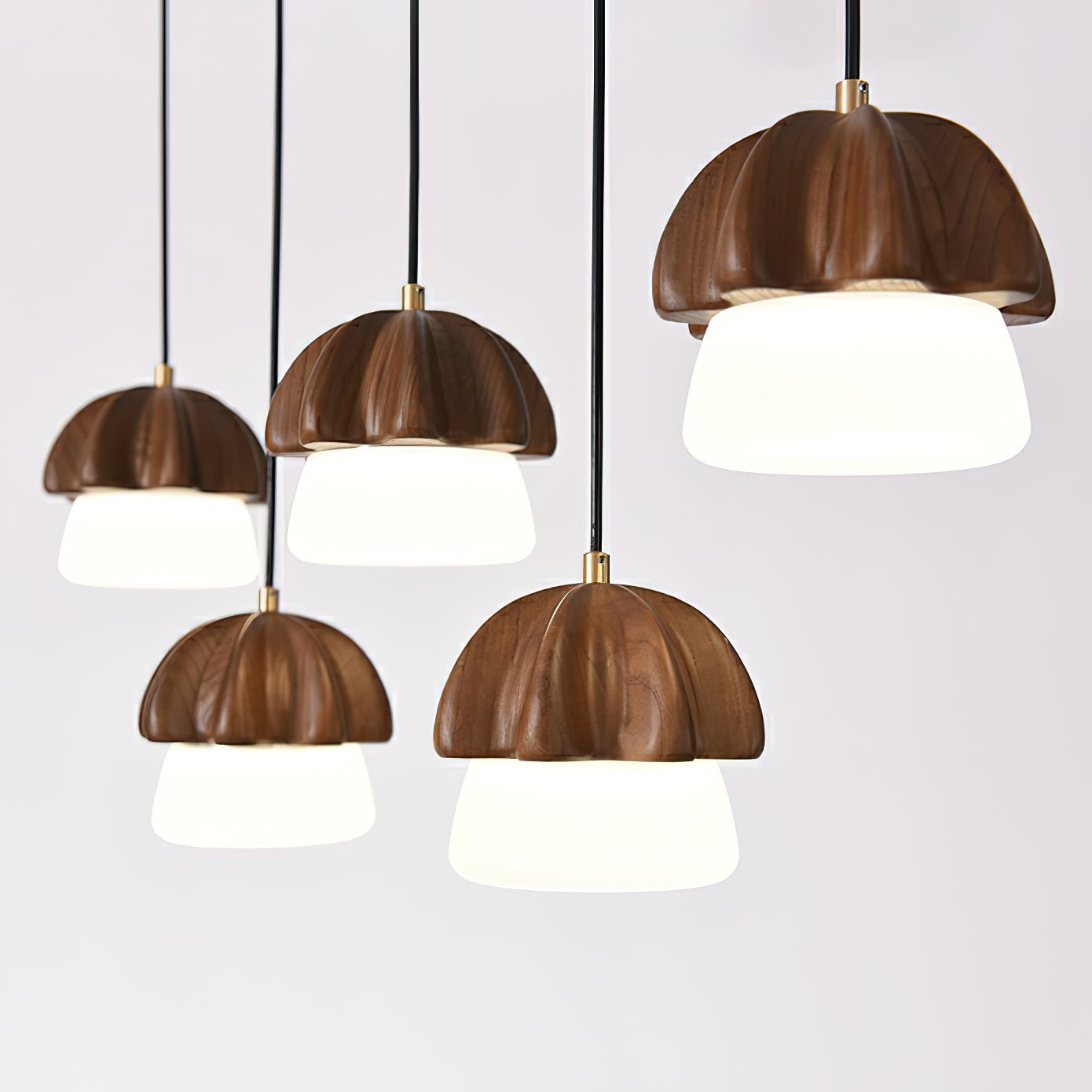Lustra Pendelleuchte Pilz Cluster Holz Glas-Letslighting