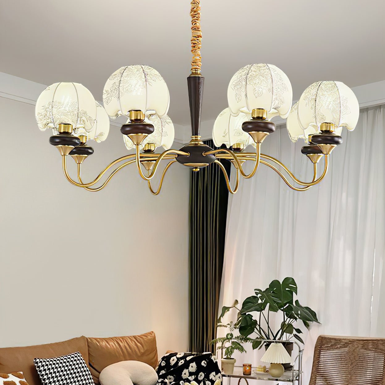 Orchid Vintage Stoff-Kronleuchter-Letslighting