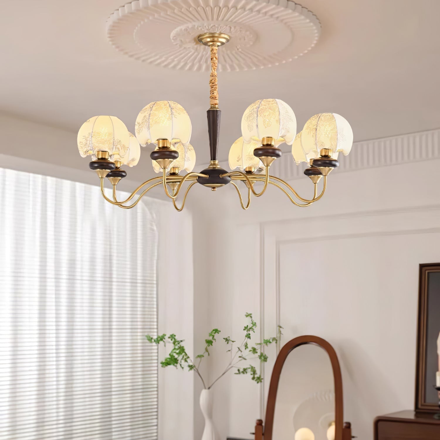 Orchid Vintage Stoff-Kronleuchter-Letslighting