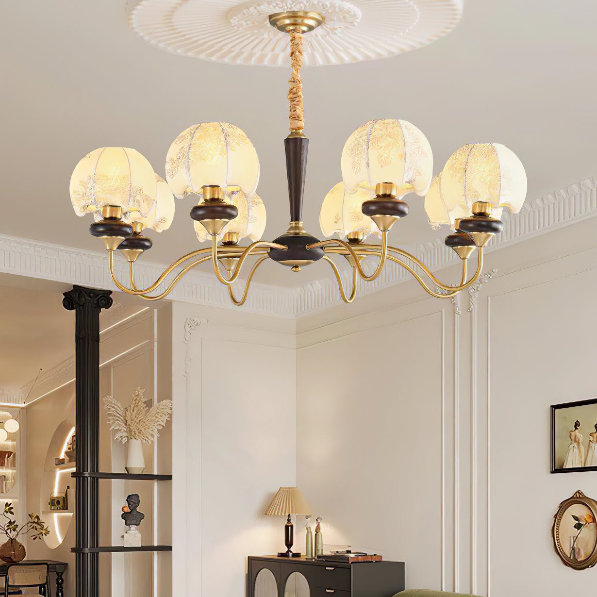 Orchid Vintage Stoff-Kronleuchter-Letslighting