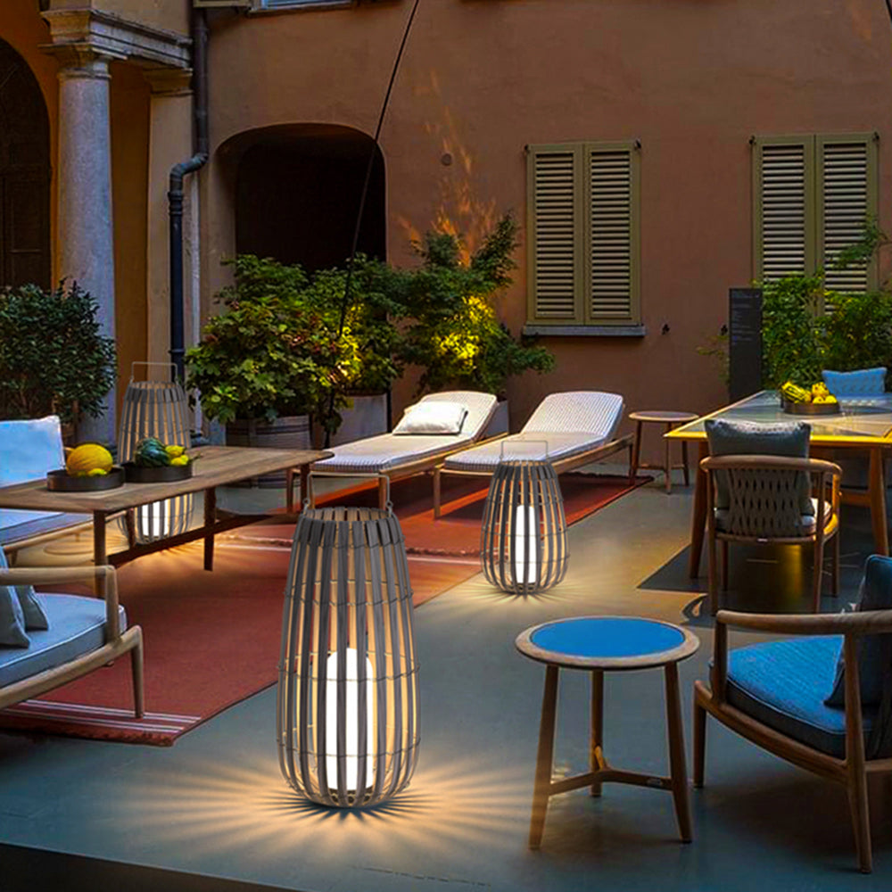 Muto Modern LED Stehlampe Außen Schwarz Garten/Terrasse Bambus