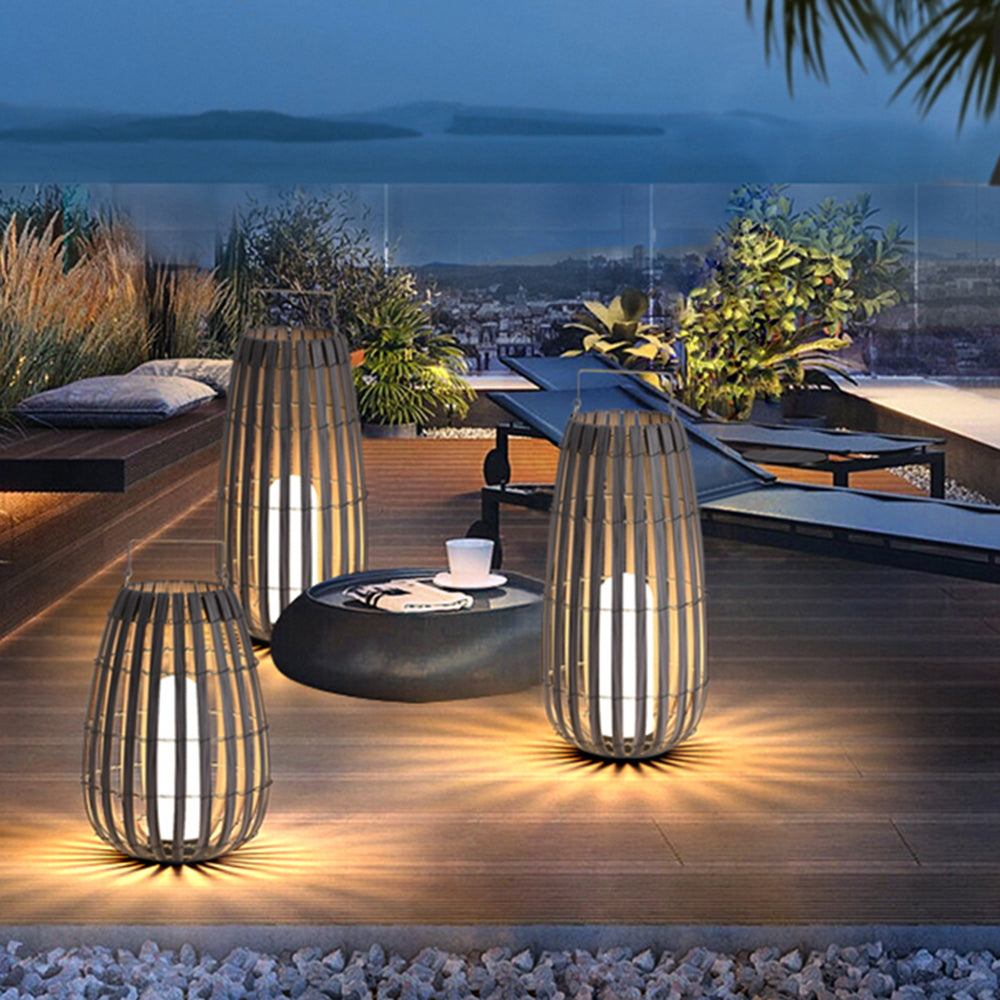 Muto Modern LED Stehlampe Außen Schwarz Garten/Terrasse Bambus