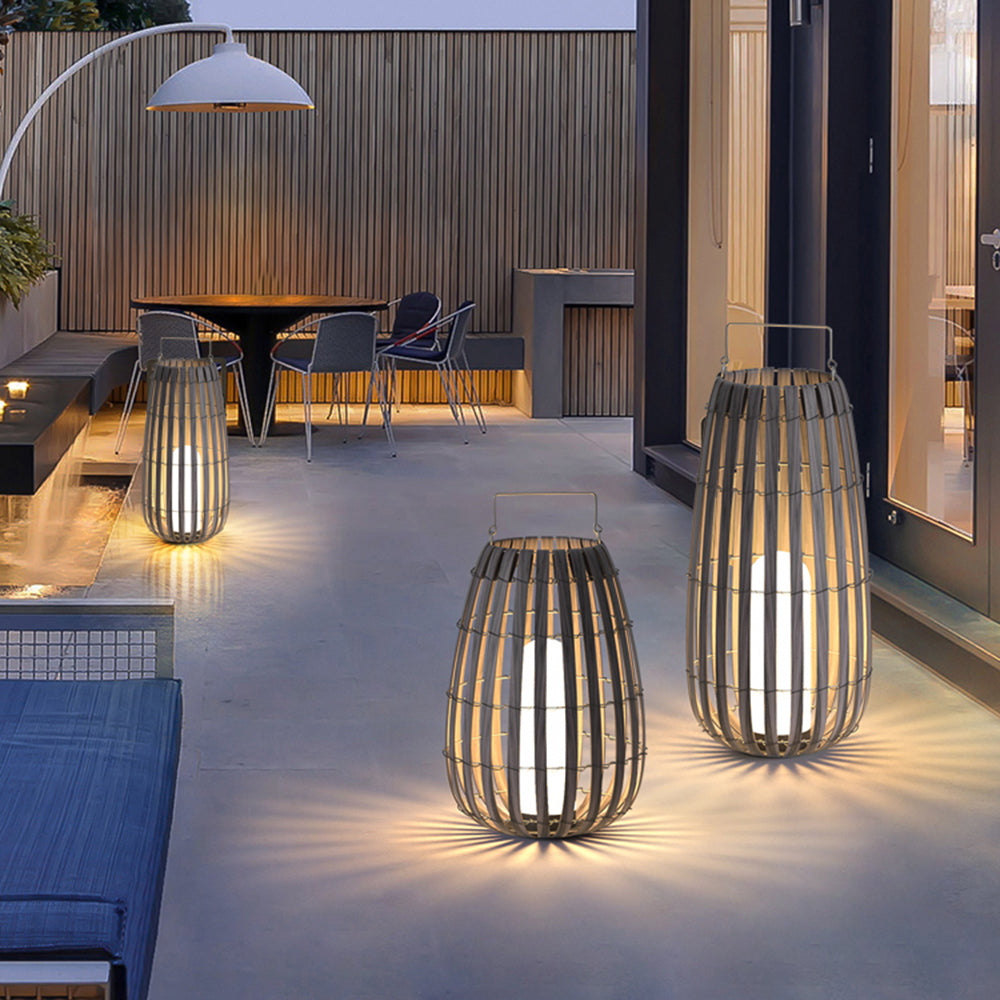 Muto Modern LED Stehlampe Außen Schwarz Garten/Terrasse Bambus