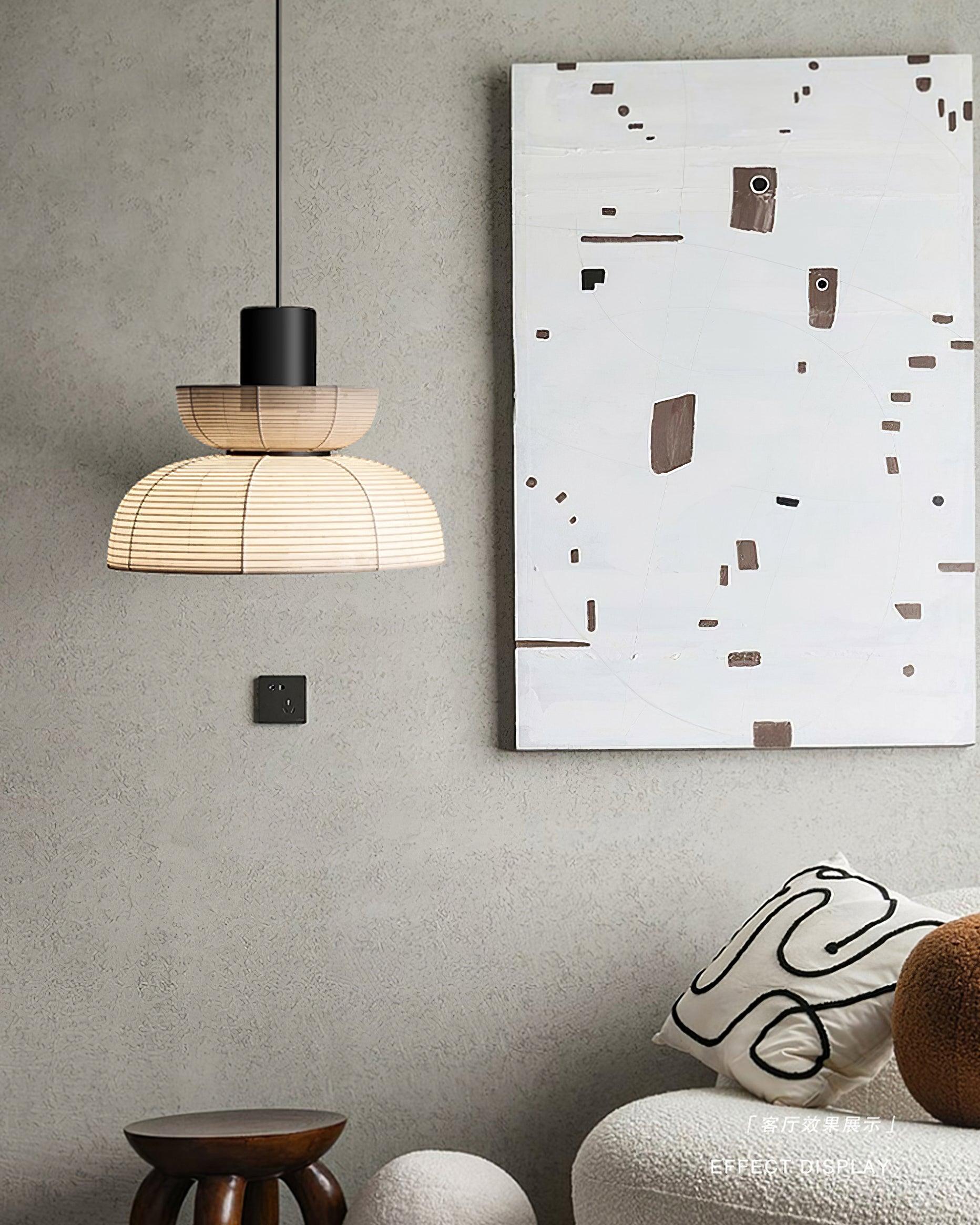 Pendelleuchte Weißer Stoffschirm Schwarzes Kabel Sanfter-Letslighting