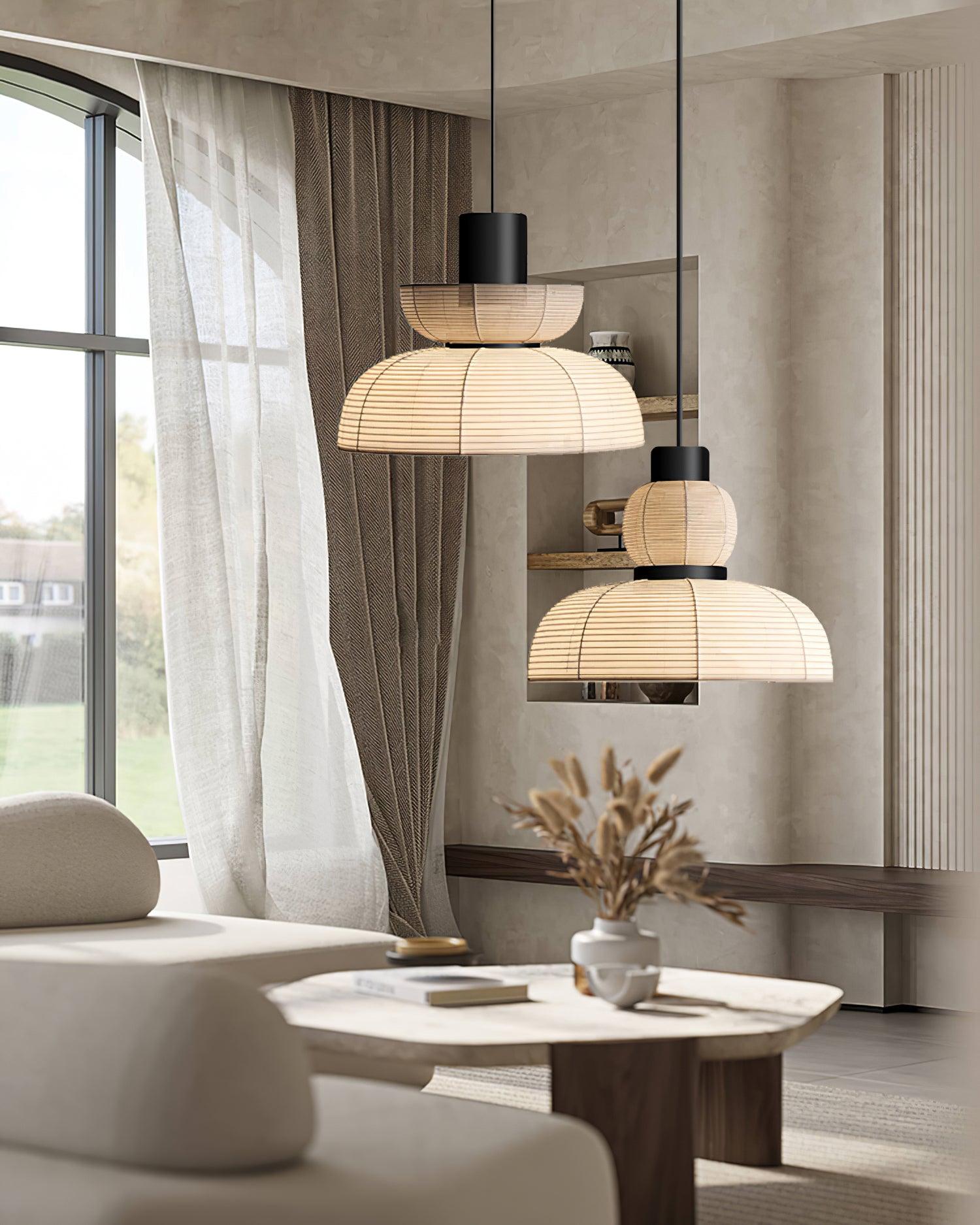 Pendelleuchte Weißer Stoffschirm Schwarzes Kabel Sanfter-Letslighting