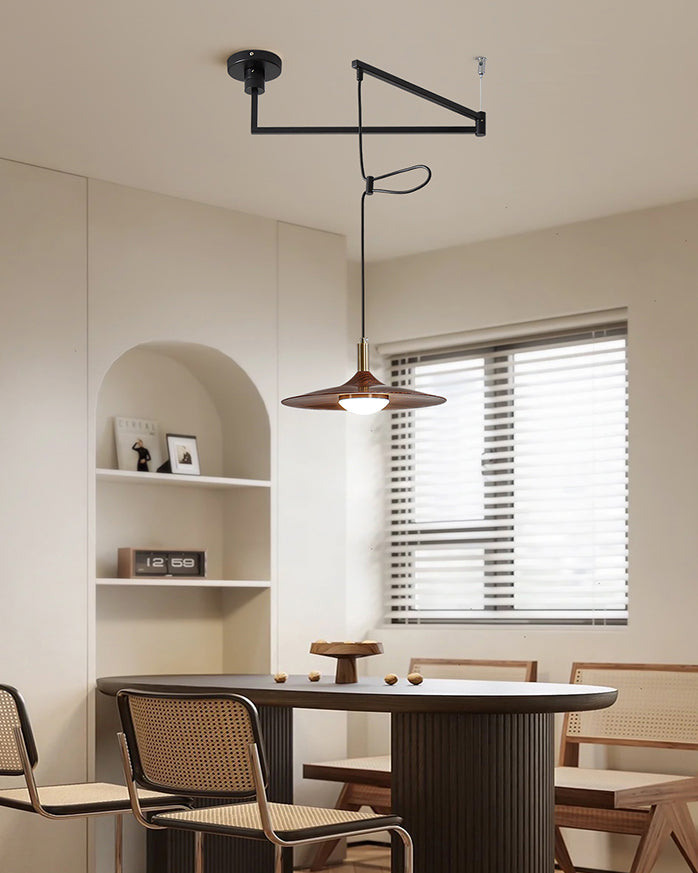 Veylo Pendelleuchte Modern Schwenkarm Holzschirm-Letslighting