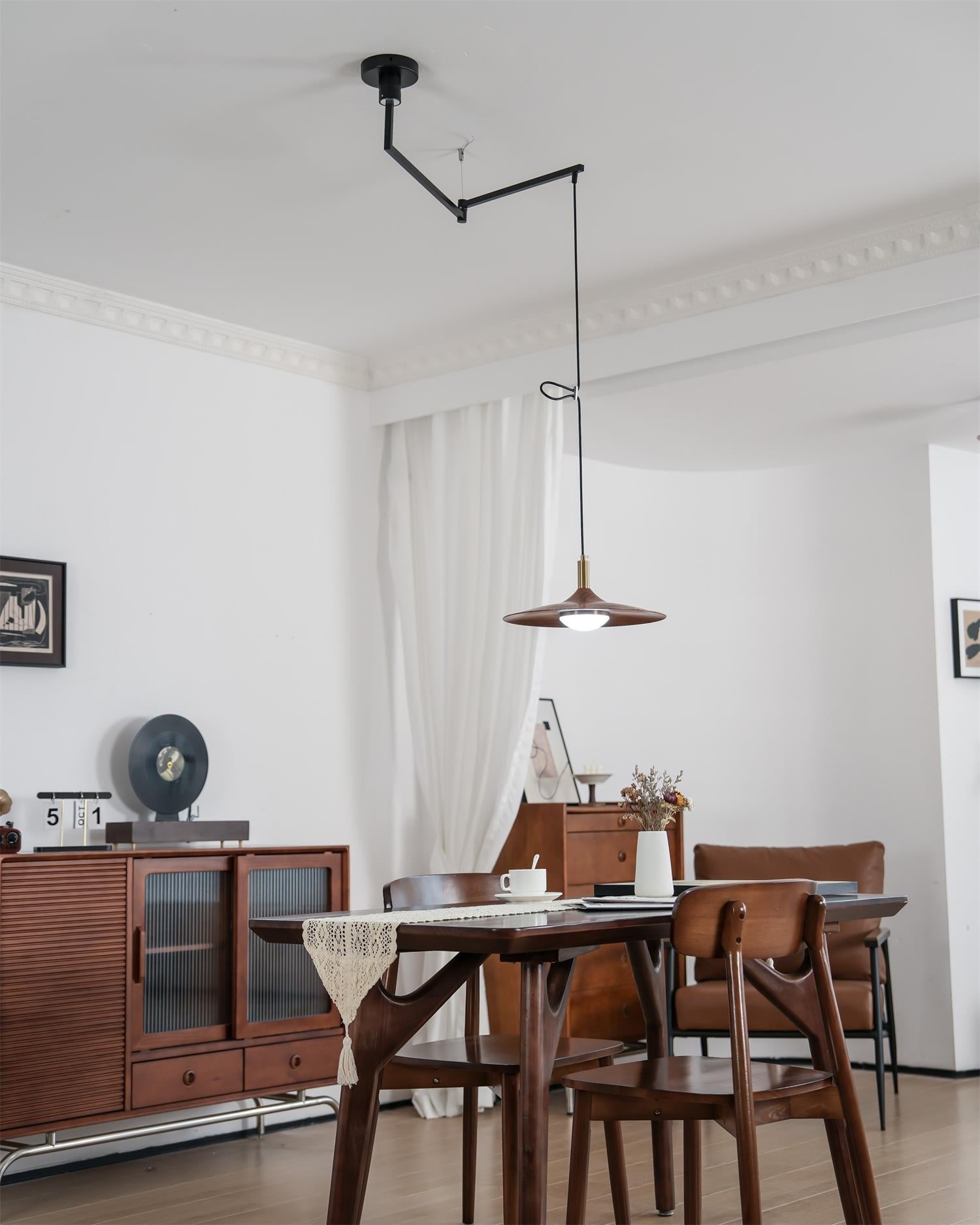 Veylo Pendelleuchte Modern Schwenkarm Holzschirm-Letslighting