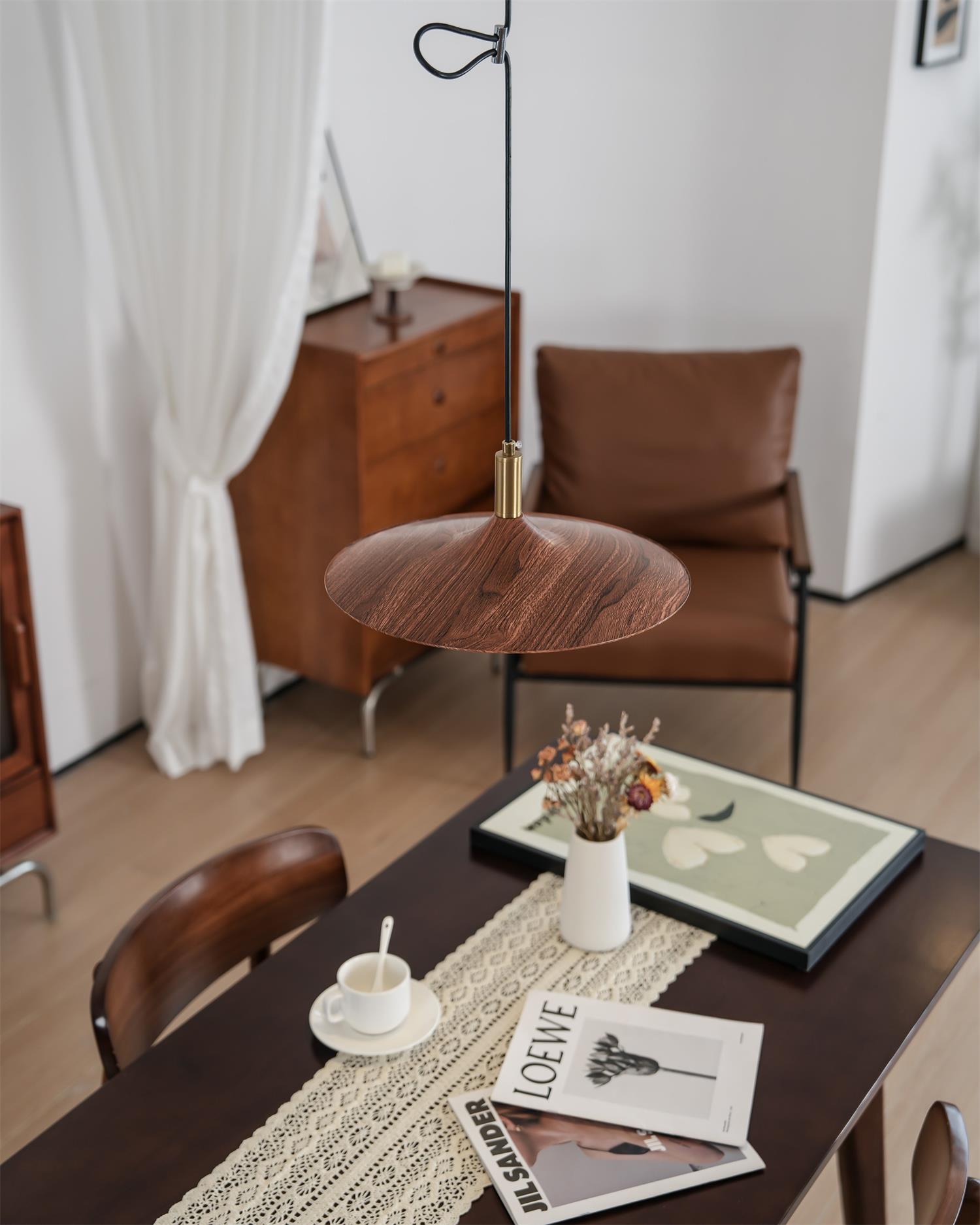Veylo Pendelleuchte Modern Schwenkarm Holzschirm-Letslighting