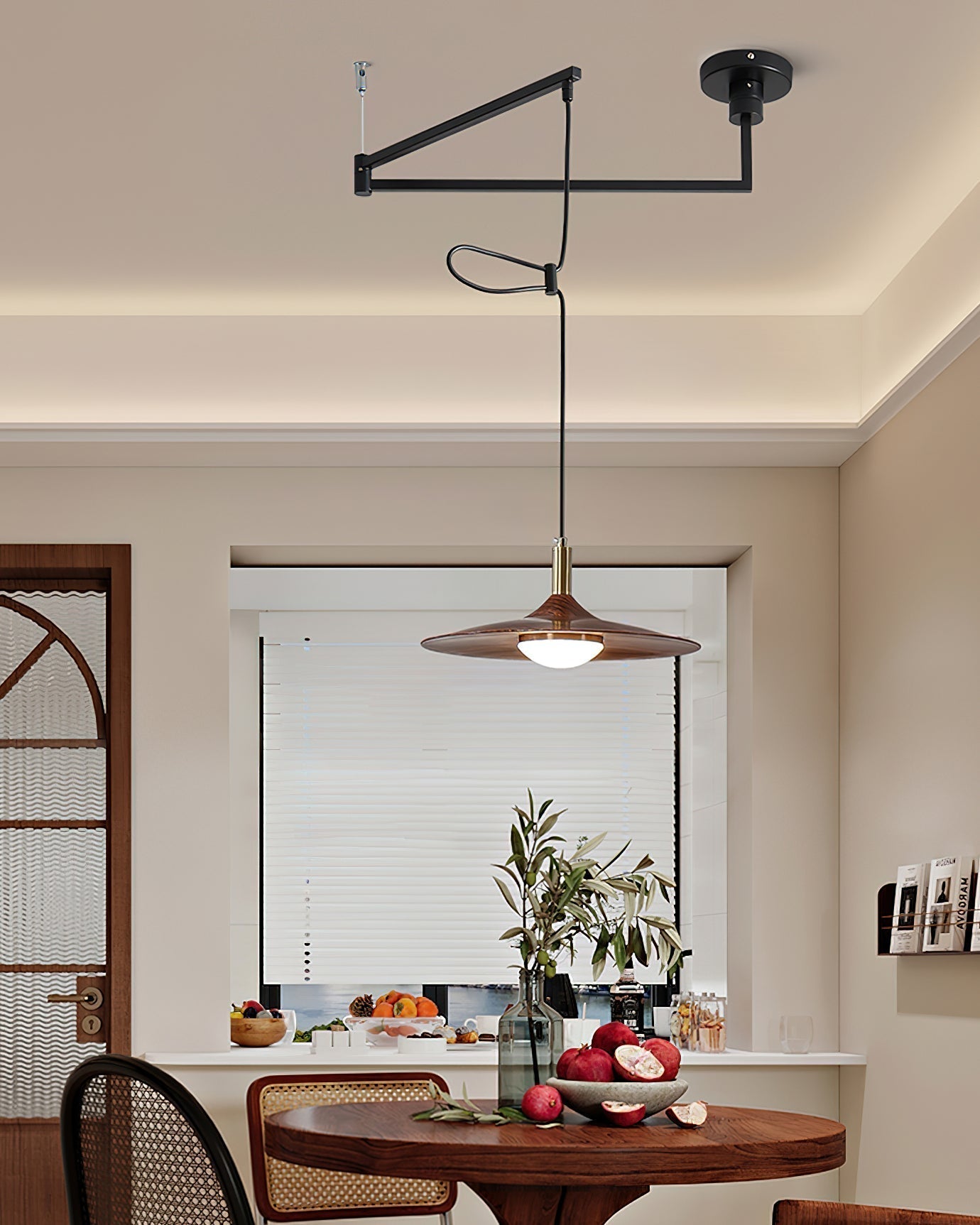 Veylo Pendelleuchte Modern Schwenkarm Holzschirm-Letslighting