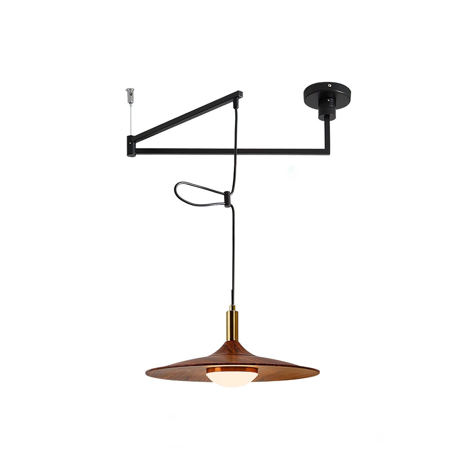Veylo Pendelleuchte Modern Schwenkarm Holzschirm-Letslighting