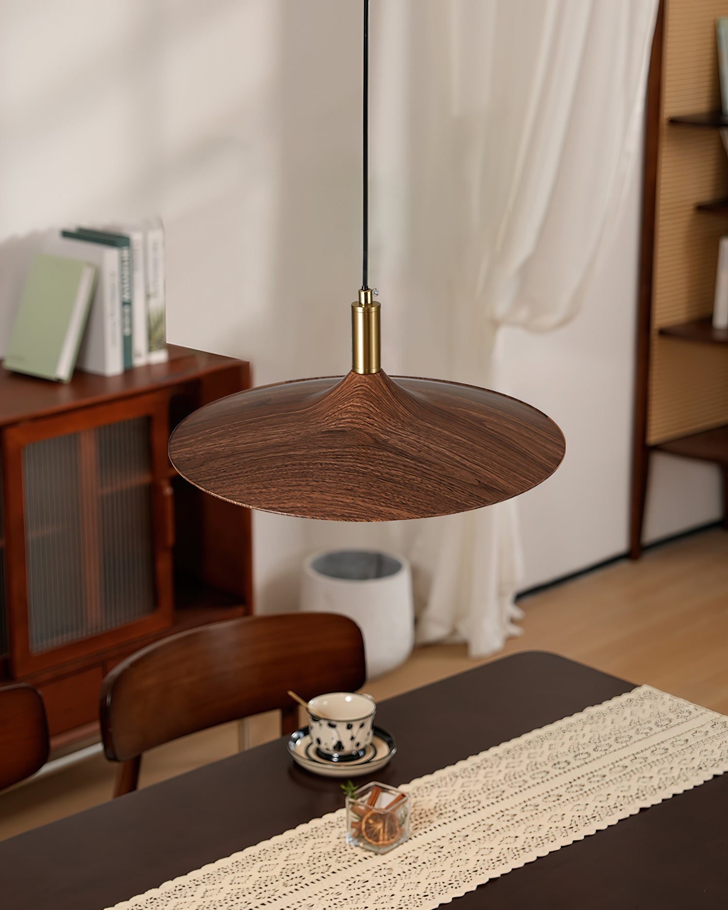 Veylo Pendelleuchte Modern Schwenkarm Holzschirm-Letslighting