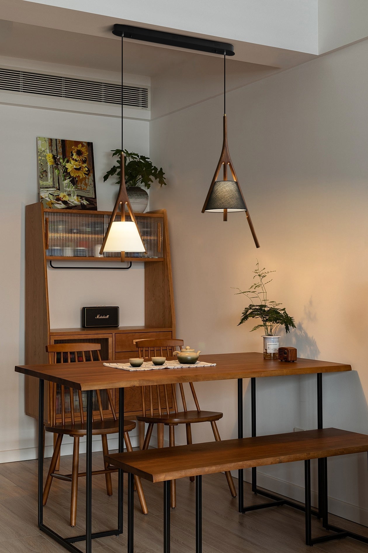 Zovenarae Dreieckige Pendelleuchte aus Holz-Letslighting