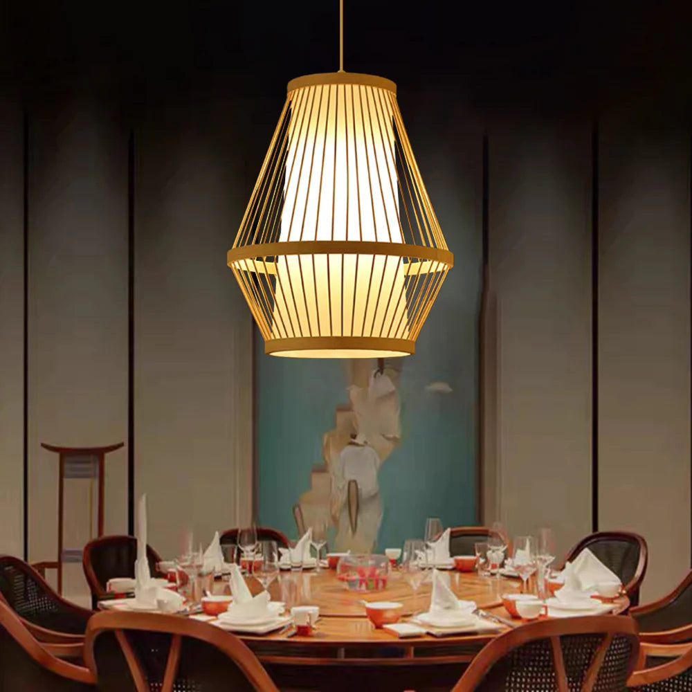 Muto Design LED Pendelleuchte Holz Schlafzimmer/Esszimmer Bambus